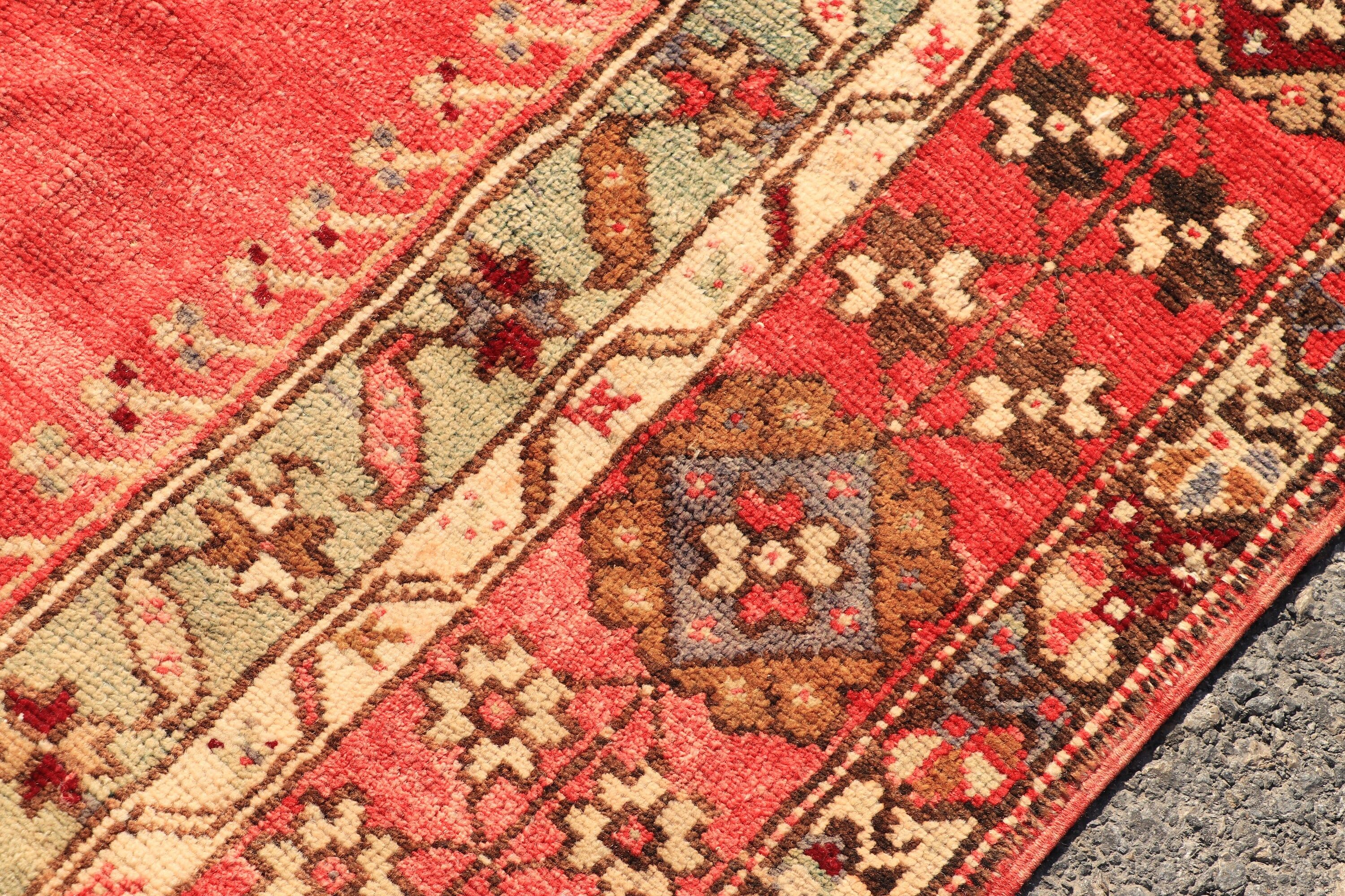 Floor Rugs, Red Moroccan Rug, Vintage Rug, Nursery Rug, Rugs for Bedroom, Turkish Rugs, Abstract Rug, 3.6x6.4 ft Accent Rug, Bedroom Rugs