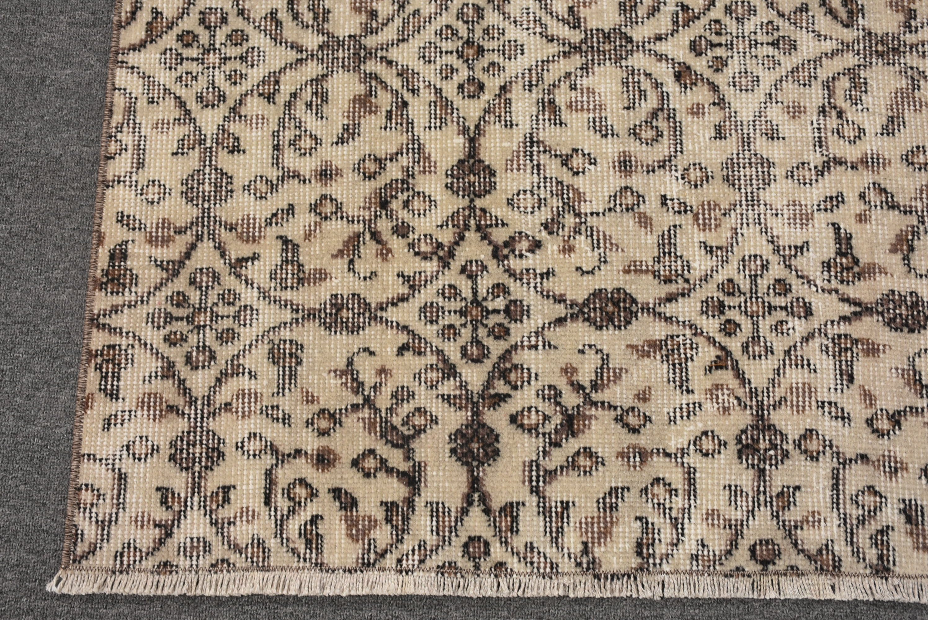Kitchen Rugs, 3.6x6.7 ft Area Rug, Floor Rugs, Vintage Rug, Beige Home Decor Rugs, Oriental Rugs, Rugs for Living Room, Turkish Rug