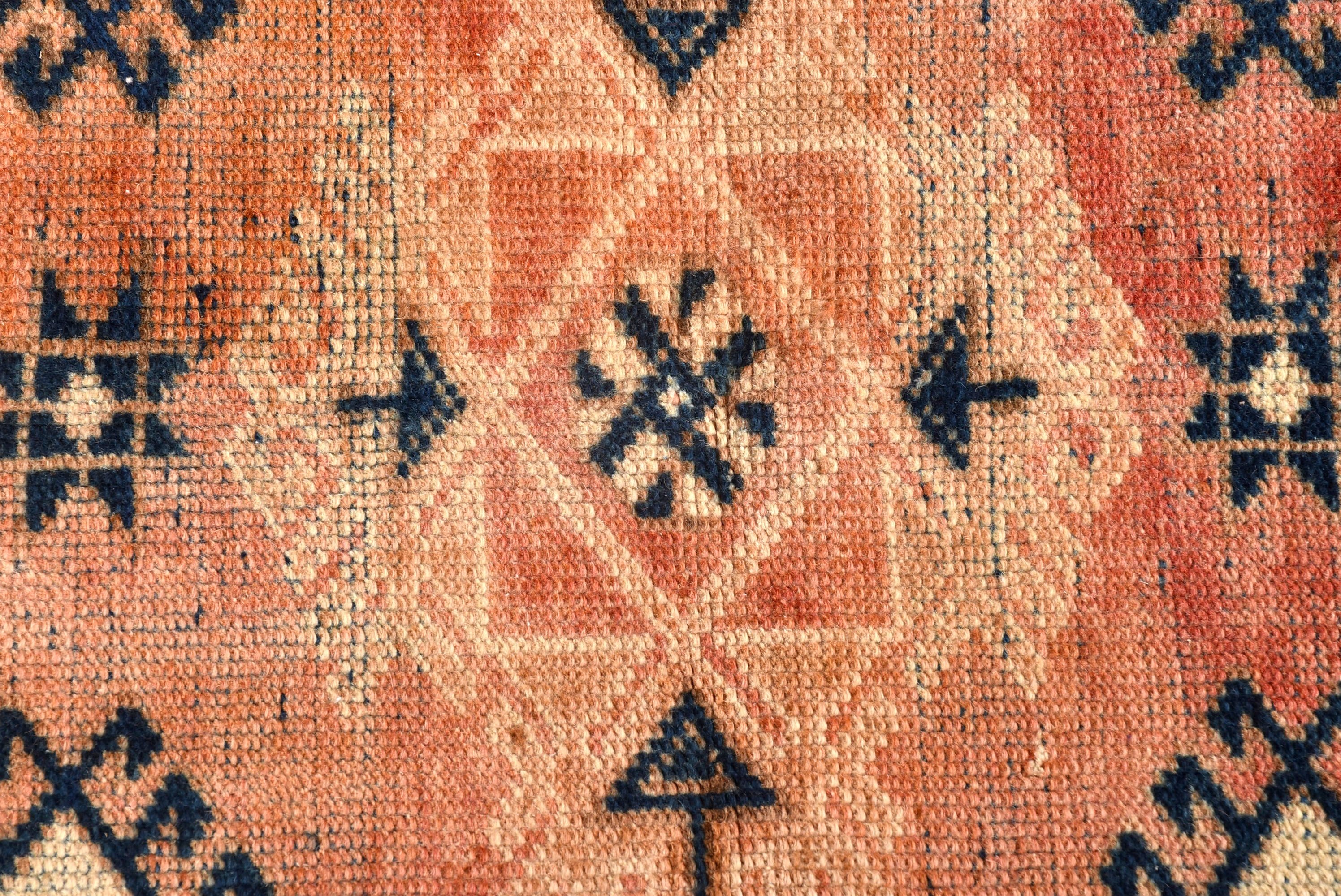 Orange Geometric Rugs, 3.8x5.5 ft Accent Rugs, Vintage Rugs, Boho Rug, Nursery Rug, Moroccan Rug, Kitchen Rug, Turkish Rugs, Geometric Rug