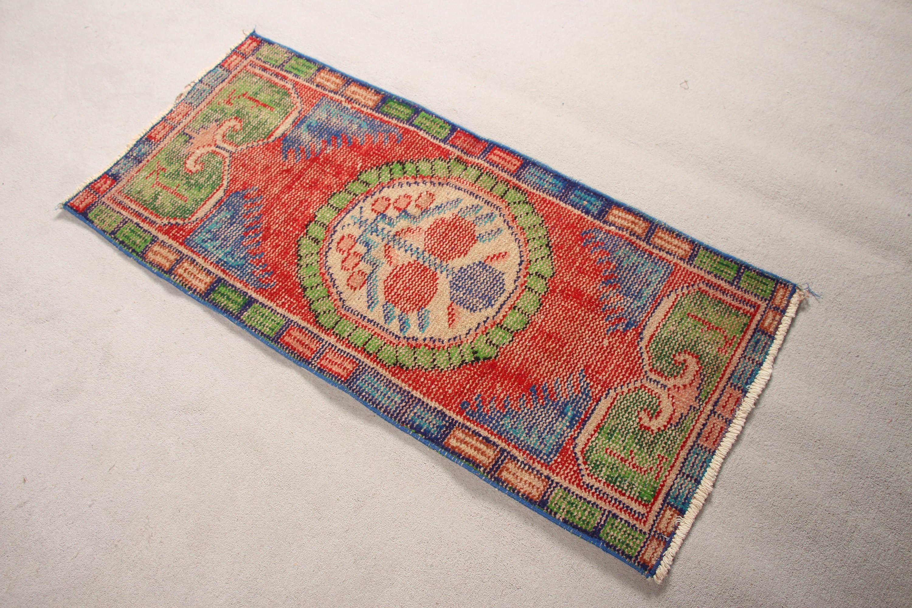 Door Mat Rug, Turkish Rug, Red Anatolian Rugs, Retro Rug, Kitchen Rug, Moroccan Rugs, 1.8x4 ft Small Rug, Vintage Rug