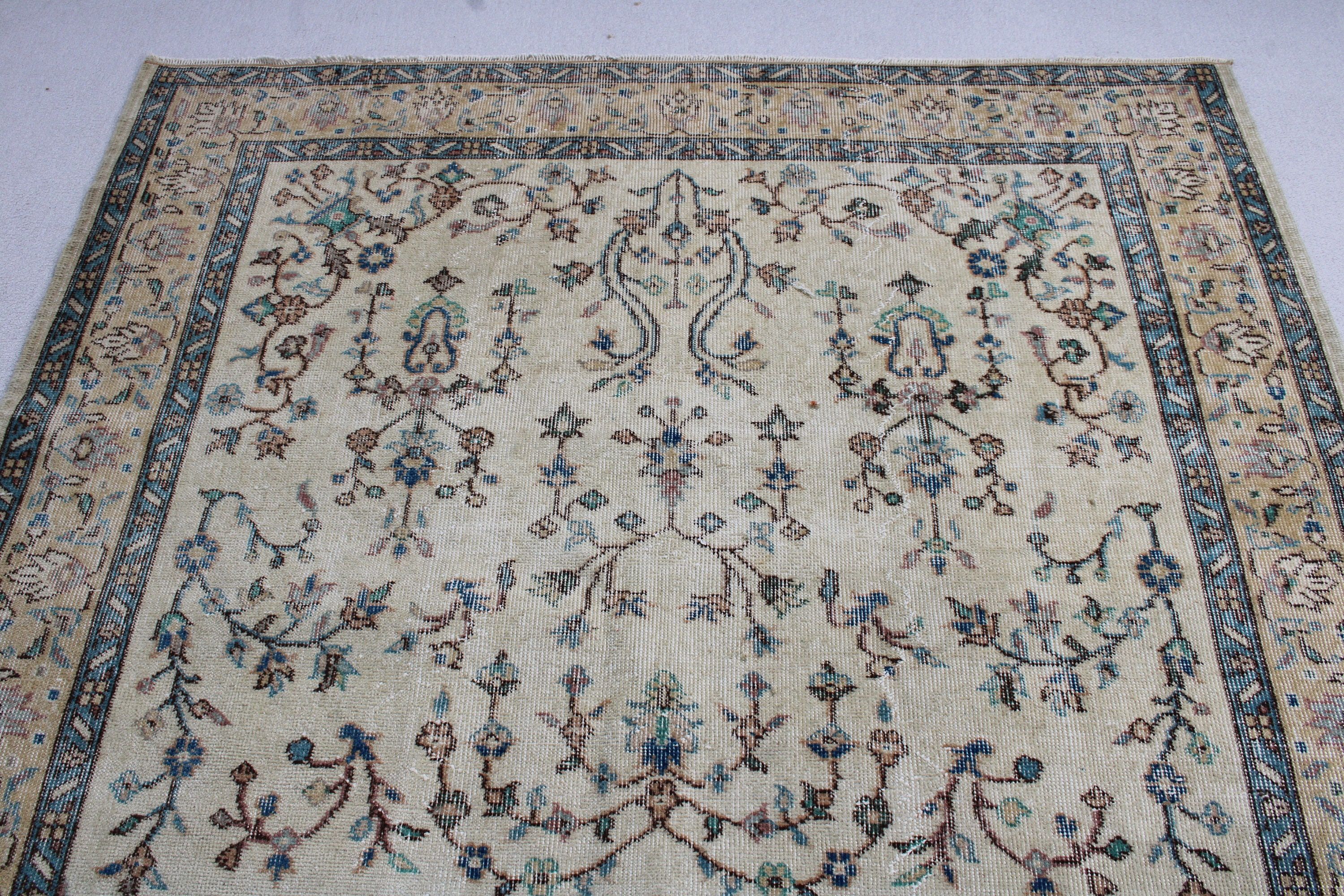 Büyük Boho Halı, Bej Mutfak Halısı, El Yapımı Halı, Düz Dokuma Halı, 5.5x9 ft Büyük Halı, El Dokuma Halı, Yatak Odası Halıları, Vintage Halılar, Türk Halıları