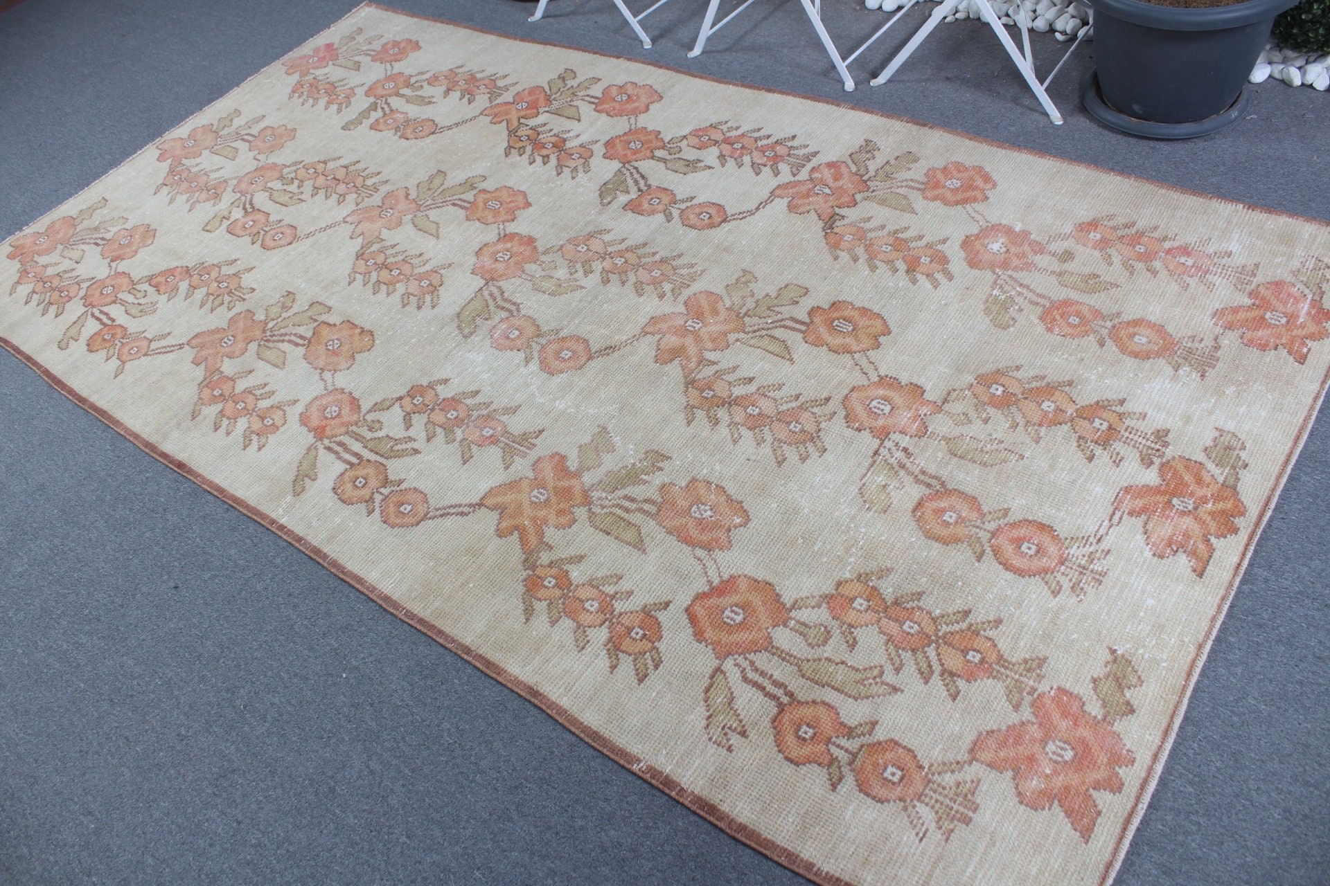 Turkish Rugs, Rugs for Bedroom, Anatolian Rug, Living Room Rug, Vintage Rugs, Salon Rug, Bedroom Rug, Beige Wool Rug, 4.8x8.9 ft Large Rug