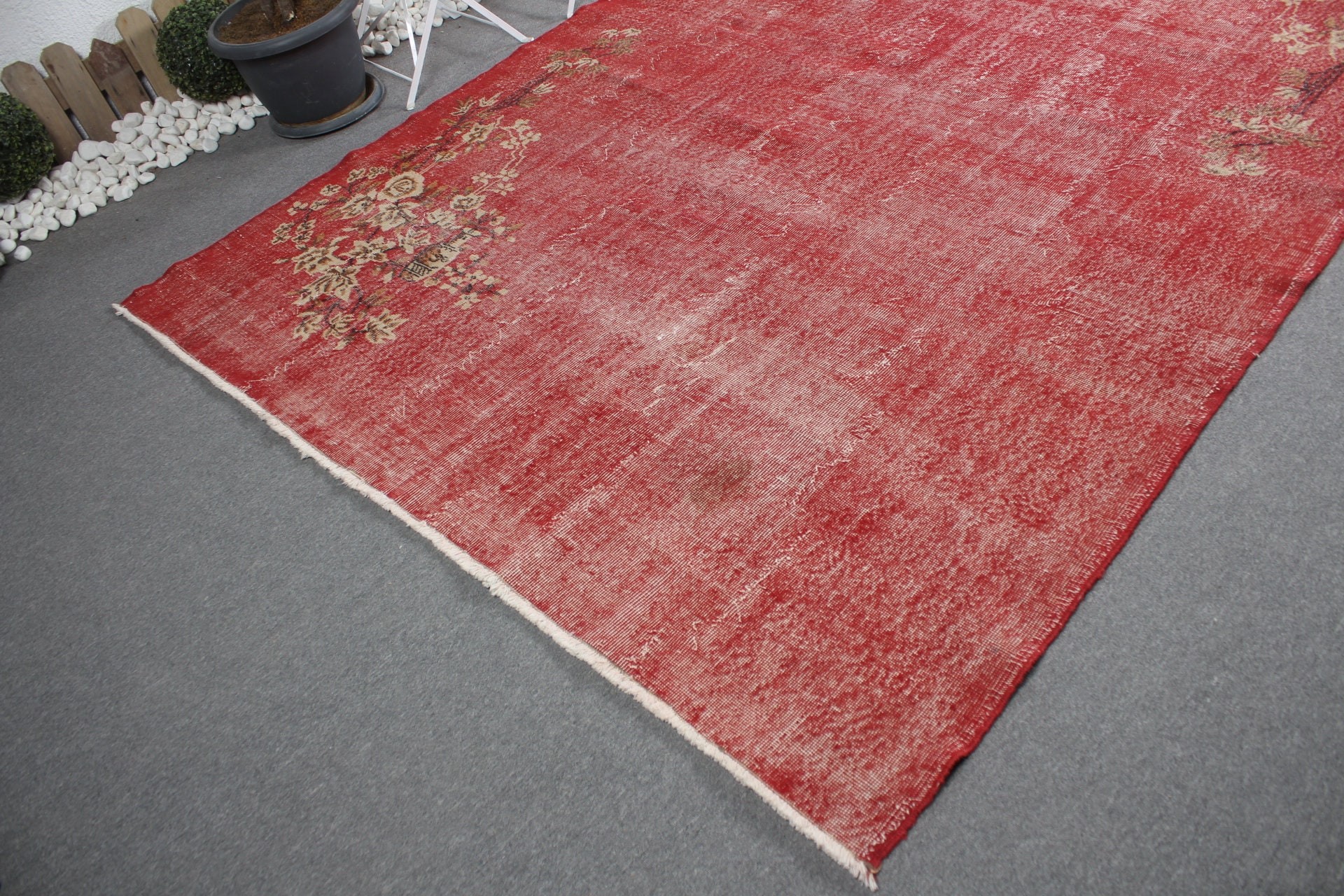 Red Moroccan Rugs, Vintage Rug, Oriental Rug, Salon Rugs, Muted Rug, Kitchen Rug, Dining Room Rugs, Turkish Rugs, 6.9x10.4 ft Oversize Rug