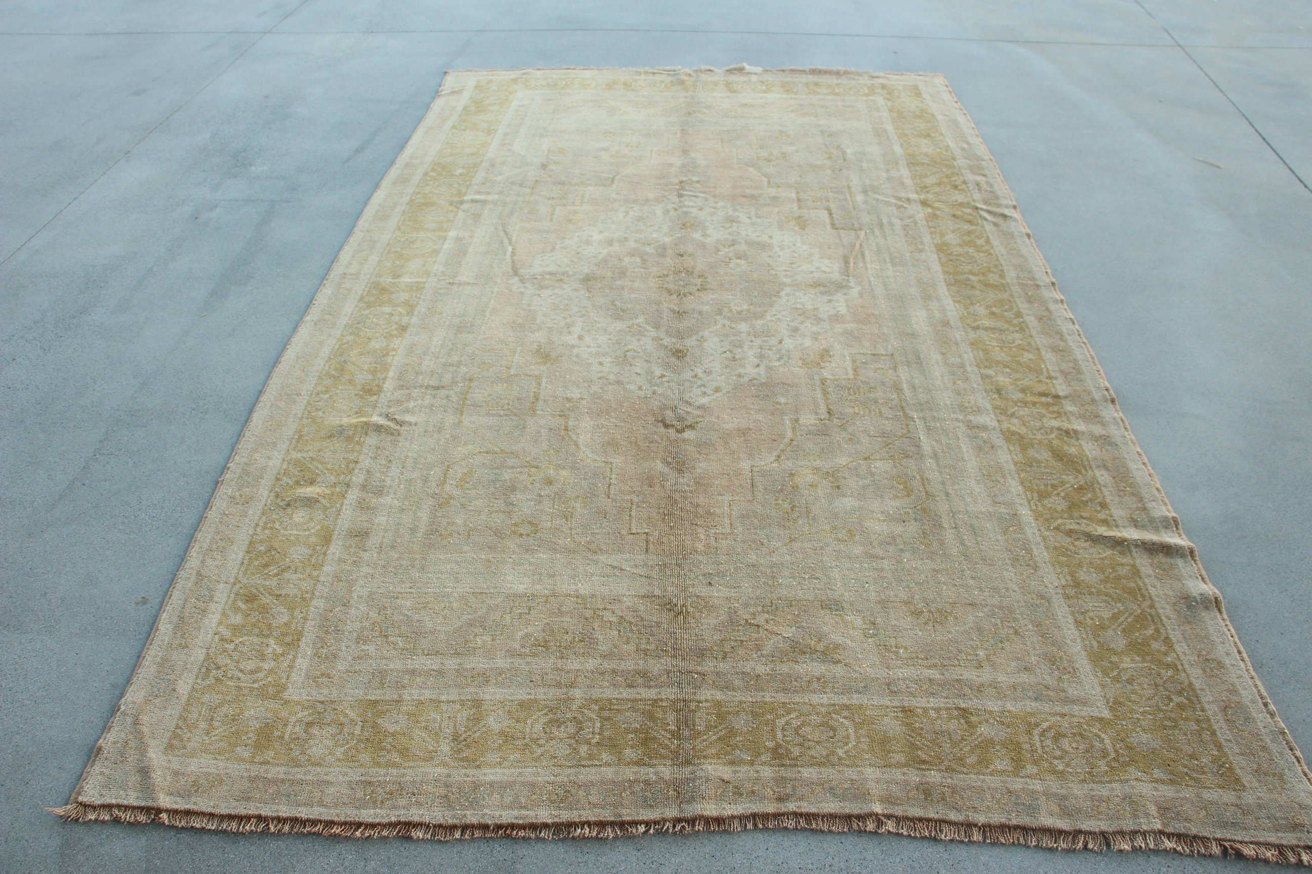 Vintage Halı, 5.9x9.8 ft Büyük Halılar, Bej Anadolu Halıları, Salon Halısı, Boho Halısı, Oturma Odası Halısı, Açıklama Halıları, Geometrik Halı, Türk Halısı