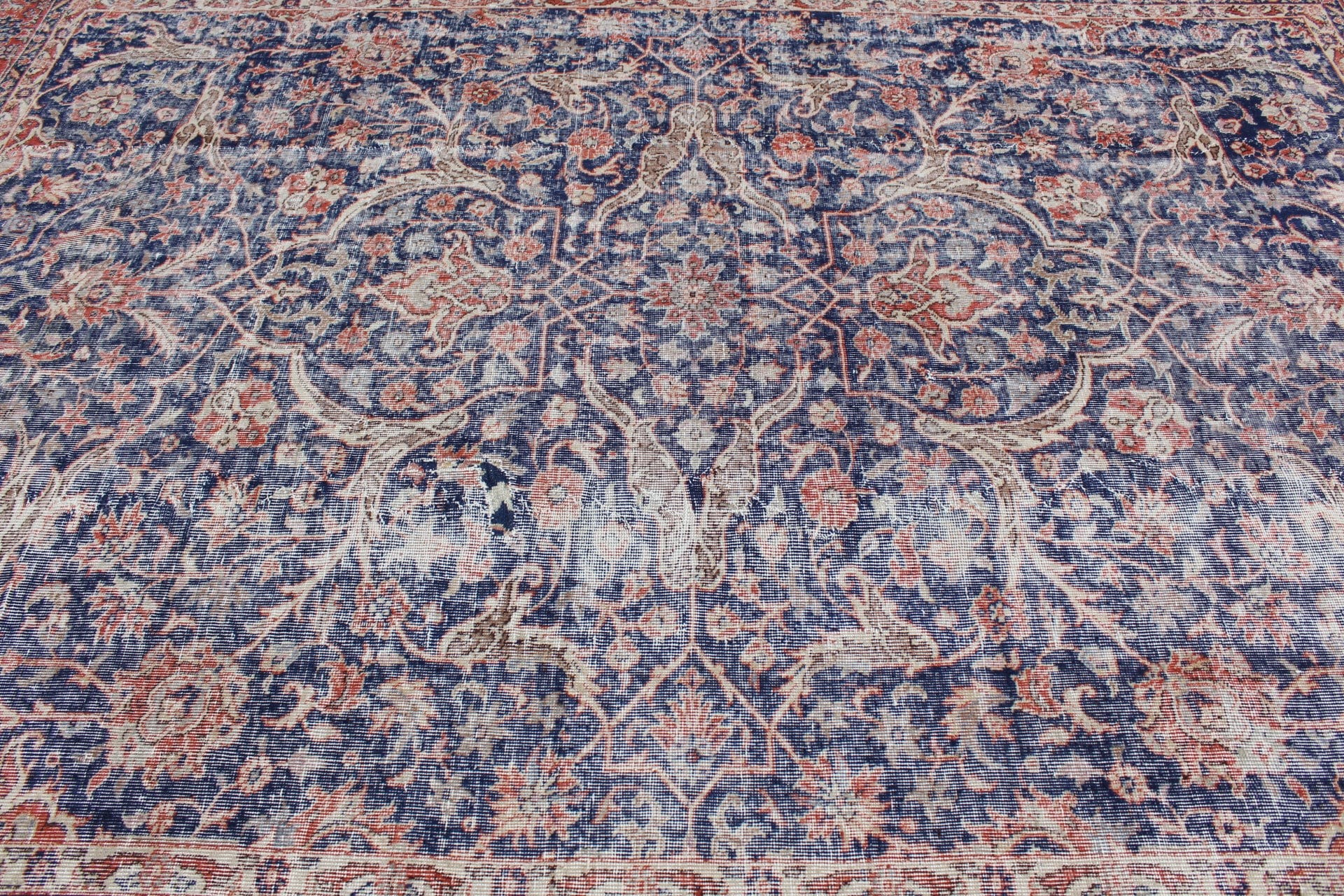 Eklektik Halı, Türk Halısı, Mavi Fas Halısı, Antika Halı, Vintage Halılar, 8.2x11.1 ft Büyük Boy Halı, Yemek Odası Halısı, Yer Halıları, Salon Halısı