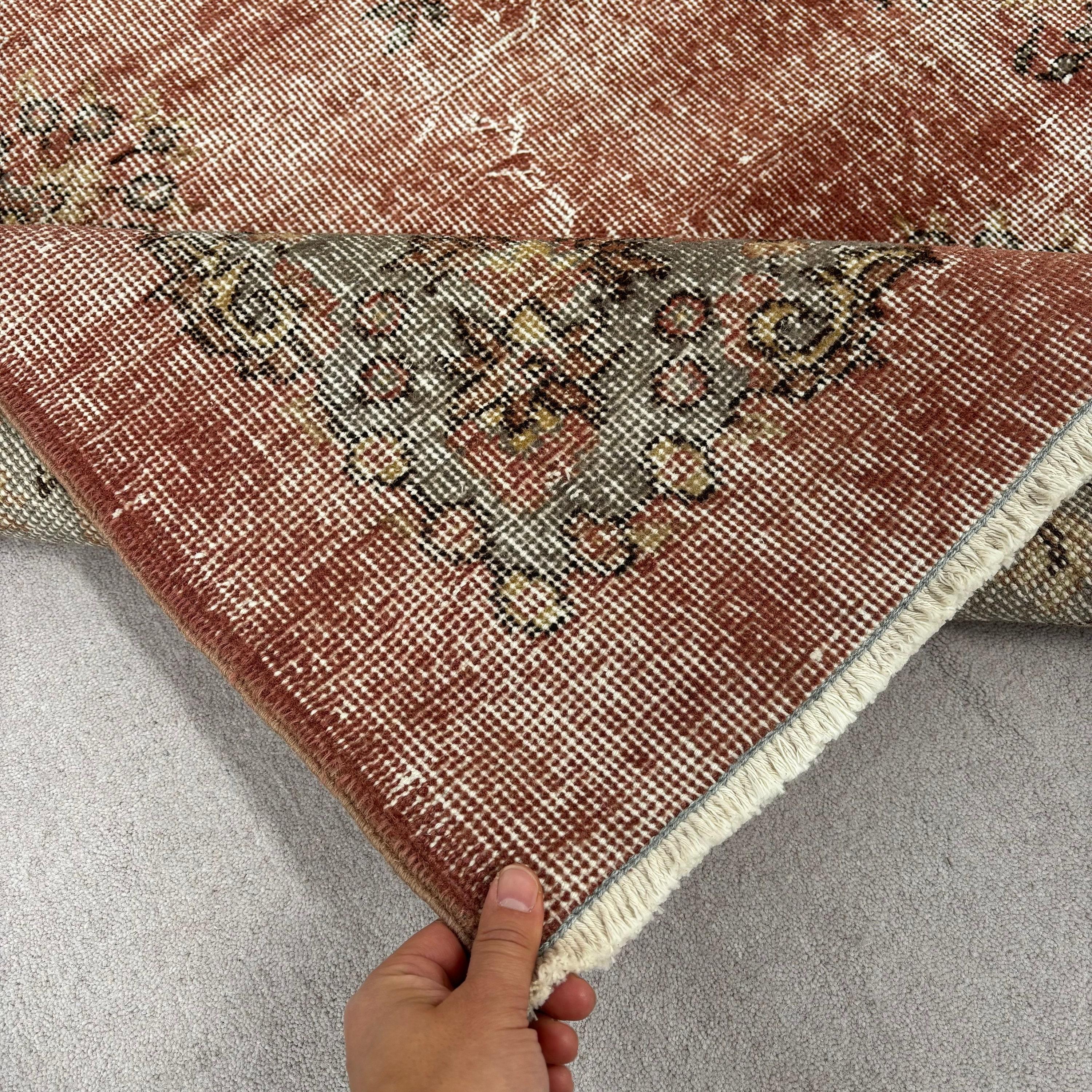 Oturma Odası Halıları, Vintage Halı, Türk Halısı, Yatak Odası Halısı, Ev Dekorasyonu Halıları, 6.1x9.4 ft Büyük Halılar, Turuncu Anadolu Halısı, Nötr Halı