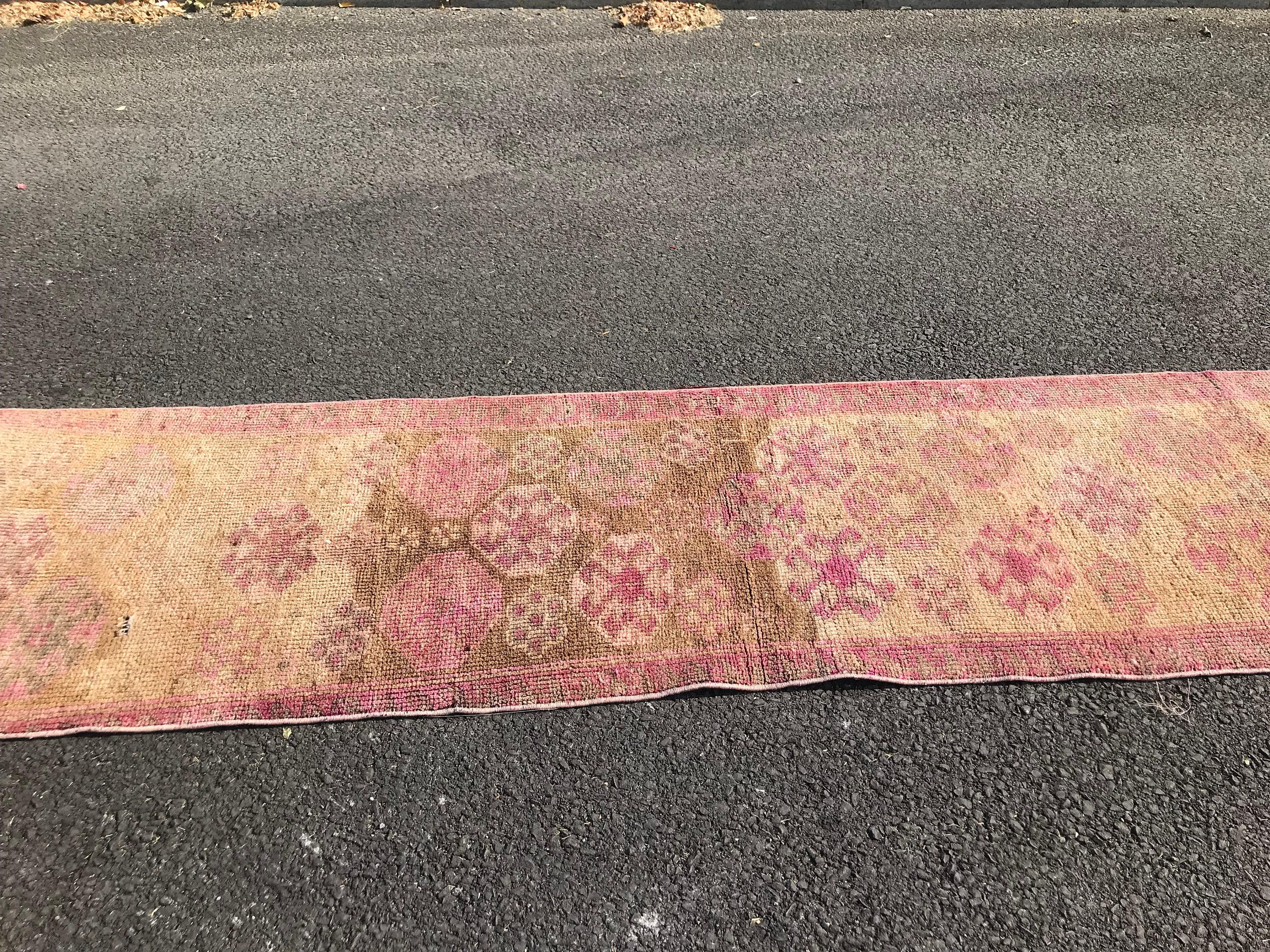 Old Rug, Corridor Rugs, Kitchen Rug, Turkish Rug, Rugs for Runner, Pink Kitchen Rug, 2.3x10.2 ft Runner Rugs, Vintage Rugs