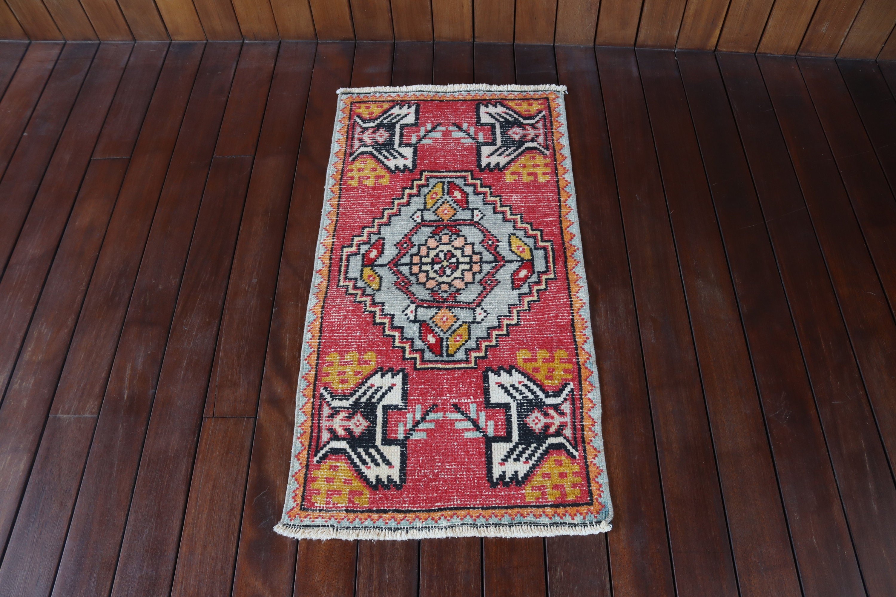 Oriental Rugs, Car Mat Rugs, 1.6x3.1 ft Small Rugs, Red Wool Rugs, Small Vintage Rugs, Turkish Rug, Anatolian Rug, Vintage Rug, Office Rug