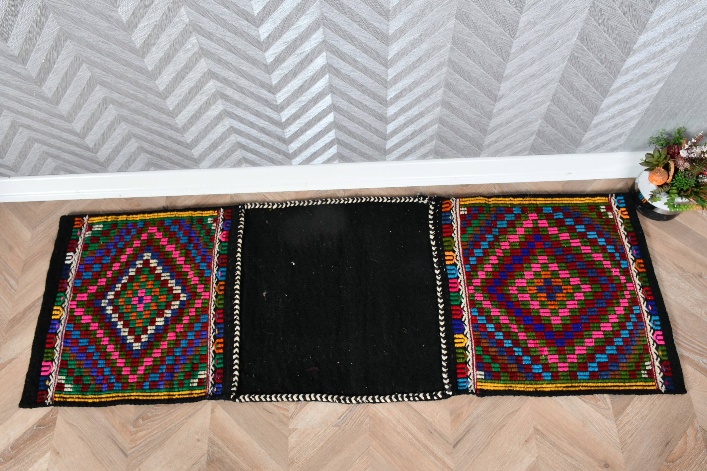 1.8x5.4 ft Runner Halı, Yurt Halısı, Koridor Halısı, Ev Dekorasyonu Halıları, Türk Halıları, Siyah Yatak Odası Halısı, Antika Halı, Vintage Halılar, Runner Halıları