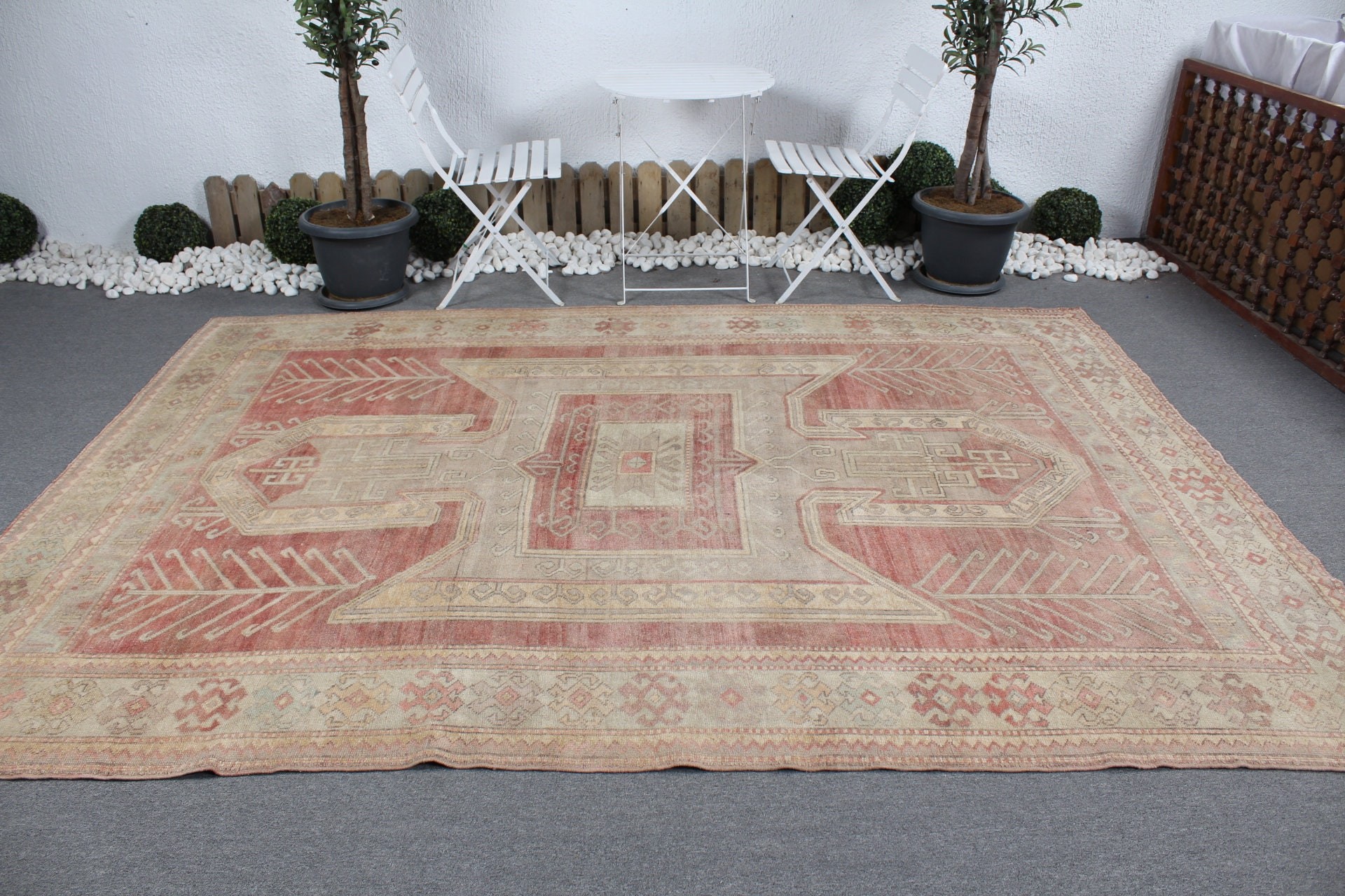 Oversize Turkish Rug, Saloon Rugs, Red Home Decor Rug, Bedroom Rugs, Boho Rug, Vintage Rugs, 7.1x9.9 ft Oversize Rug, Turkish Rug