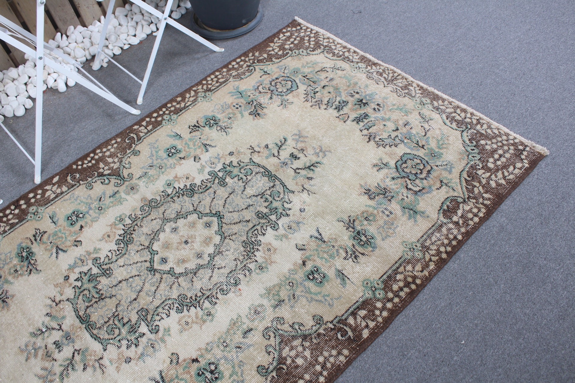 Dining Room Rug, Vintage Rug, Beige Cool Rugs, Antique Rug, Art Rugs, Living Room Rug, Moroccan Rug, Turkish Rugs, 3.8x6.5 ft Area Rug