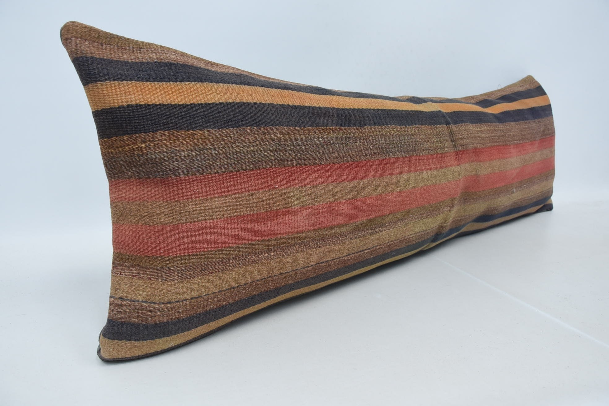 Bench Pillow Case, 16"x48" Red Pillow, Handmade Kilim Cushion, Boho Pillow Sham Cover, Vintage Kilim Pillow, Yoga Cushion Case