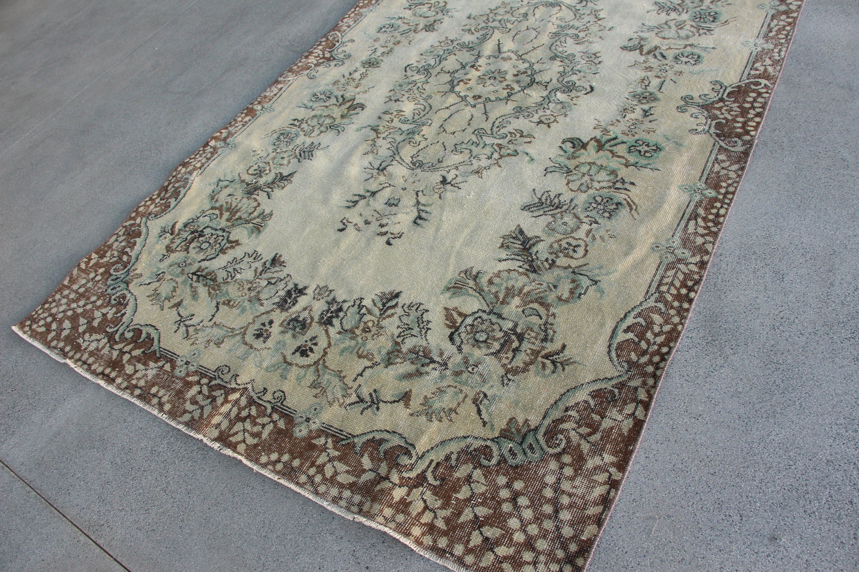 5.9x9.9 ft Büyük Halı, Ev Dekor Halıları, Oturma Odası Halısı, Vintage Halı, Yeşil Yün Halı, Salon Halısı, Türk Halısı, Oushak Halısı, Salon Halıları