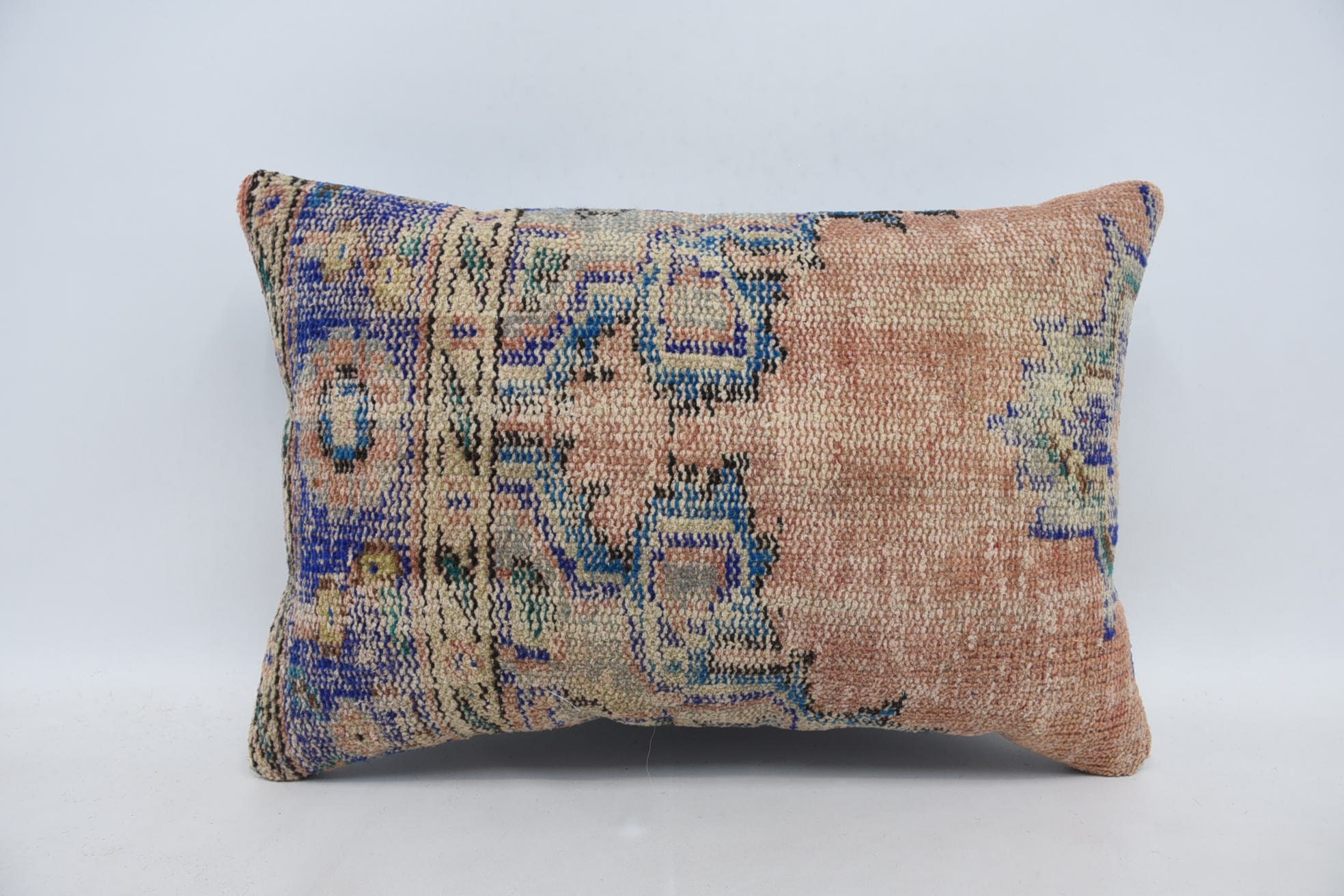 Handmade Kilim Cushion, Pillow for Sofa, Vintage Kilim Pillow Cushion Cover, Turkish Pillow, Patio Pillow, 16"x24" Beige Cushion Cover