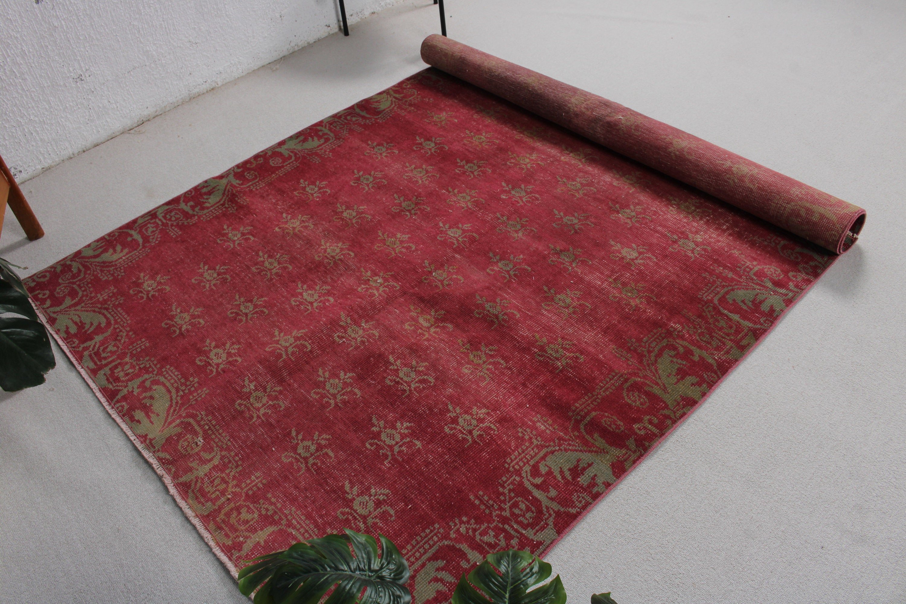 Ofis Halıları, 5.2x8 ft Büyük Halılar, Pembe Boho Halılar, Büyük Vintage Halı, Vintage Halı, Yemek Odası Halısı, Oryantal Halı, Nötr Halılar, Türk Halısı