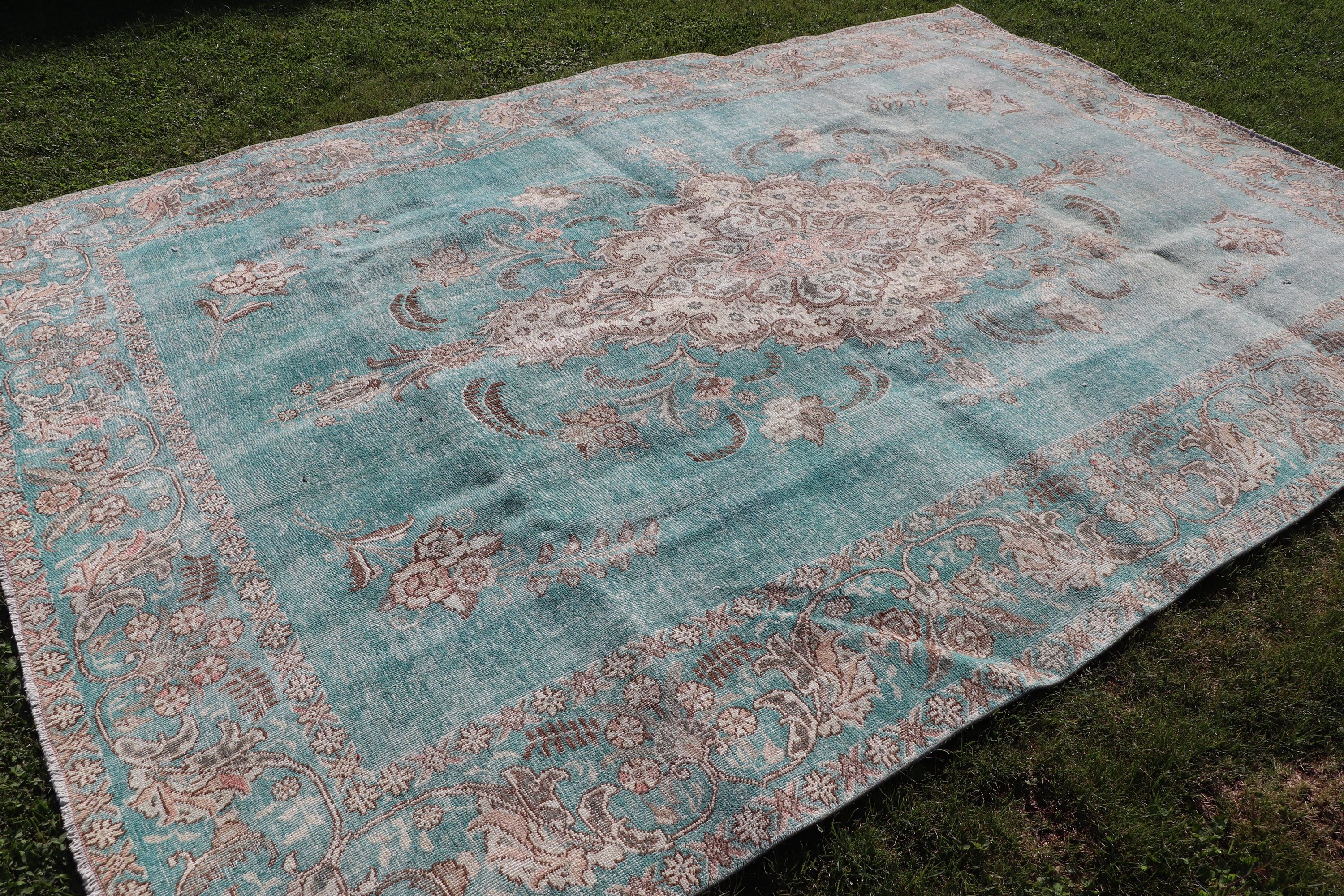 Oversize Turkish Rugs, Vintage Rug, Bohemian Rug, Luxury Rug, Green Boho Rugs, Turkish Rug, Salon Rug, 7.7x11.3 ft Oversize Rugs, Boho Rugs