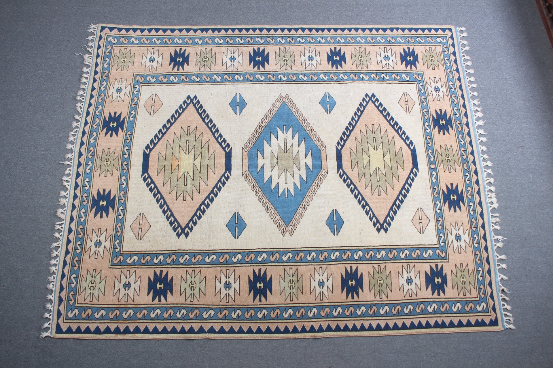 Living Room Rug, Vintage Rug, 7.4x9.3 ft Large Rug, Dining Room Rugs, Art Rugs, Turkish Rug, Beige Moroccan Rug, Antique Rug, Bedroom Rug