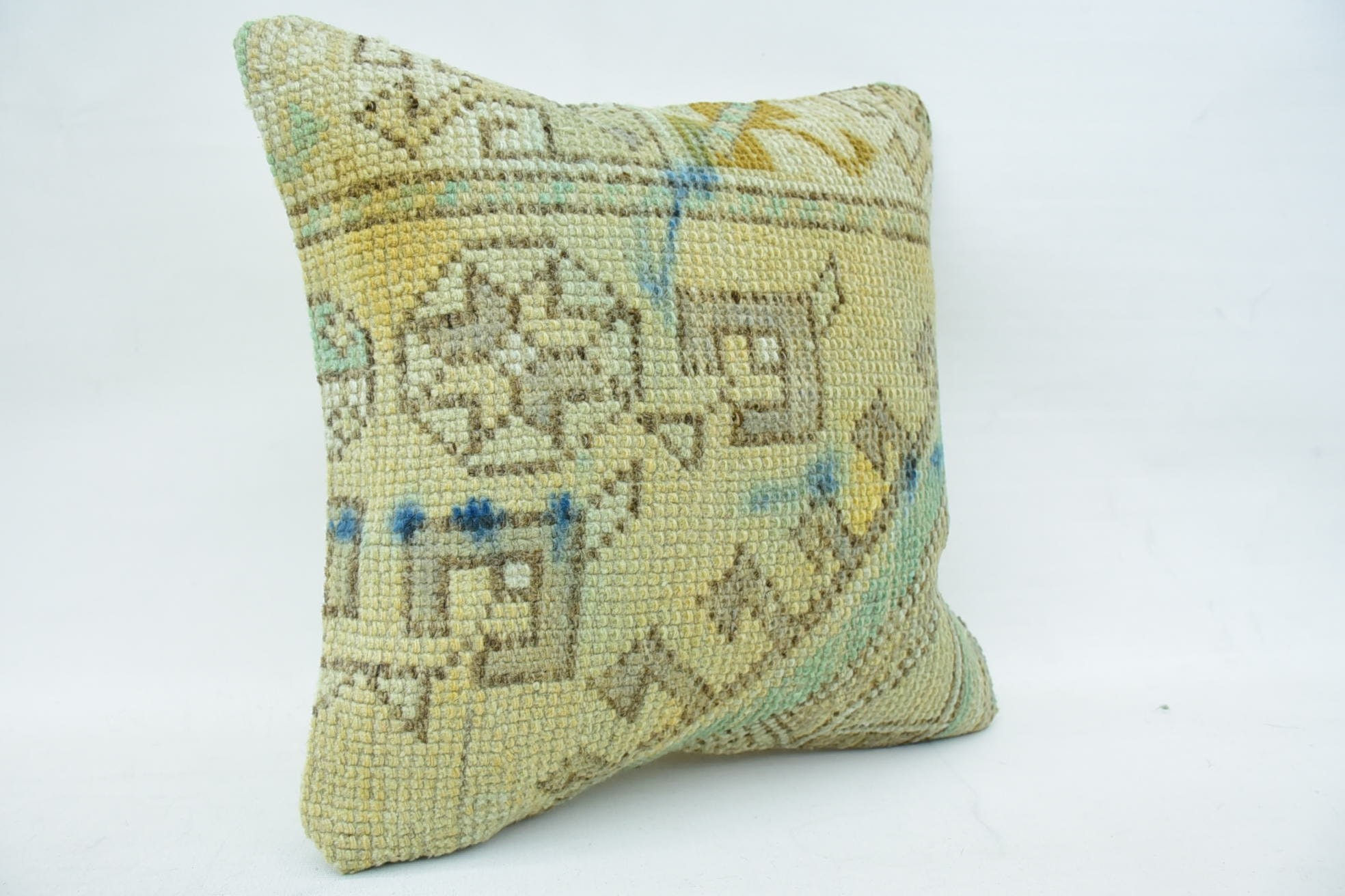 Art Deco Pillow Cover, Gift Pillow, Kilim Cushion Sham, 16"x16" Beige Cushion Cover, Boho Pillow Sham Cover, Bolster Pillow Case