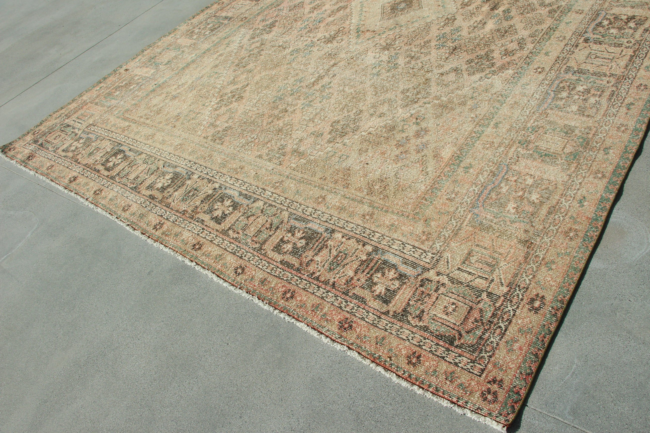 Vintage Rug, Modern Rug, Saloon Rug, 9.4x12.6 ft Oversize Rugs, Turkish Rugs, Oversize Vintage Rugs, Beige Bedroom Rugs, Cool Rug