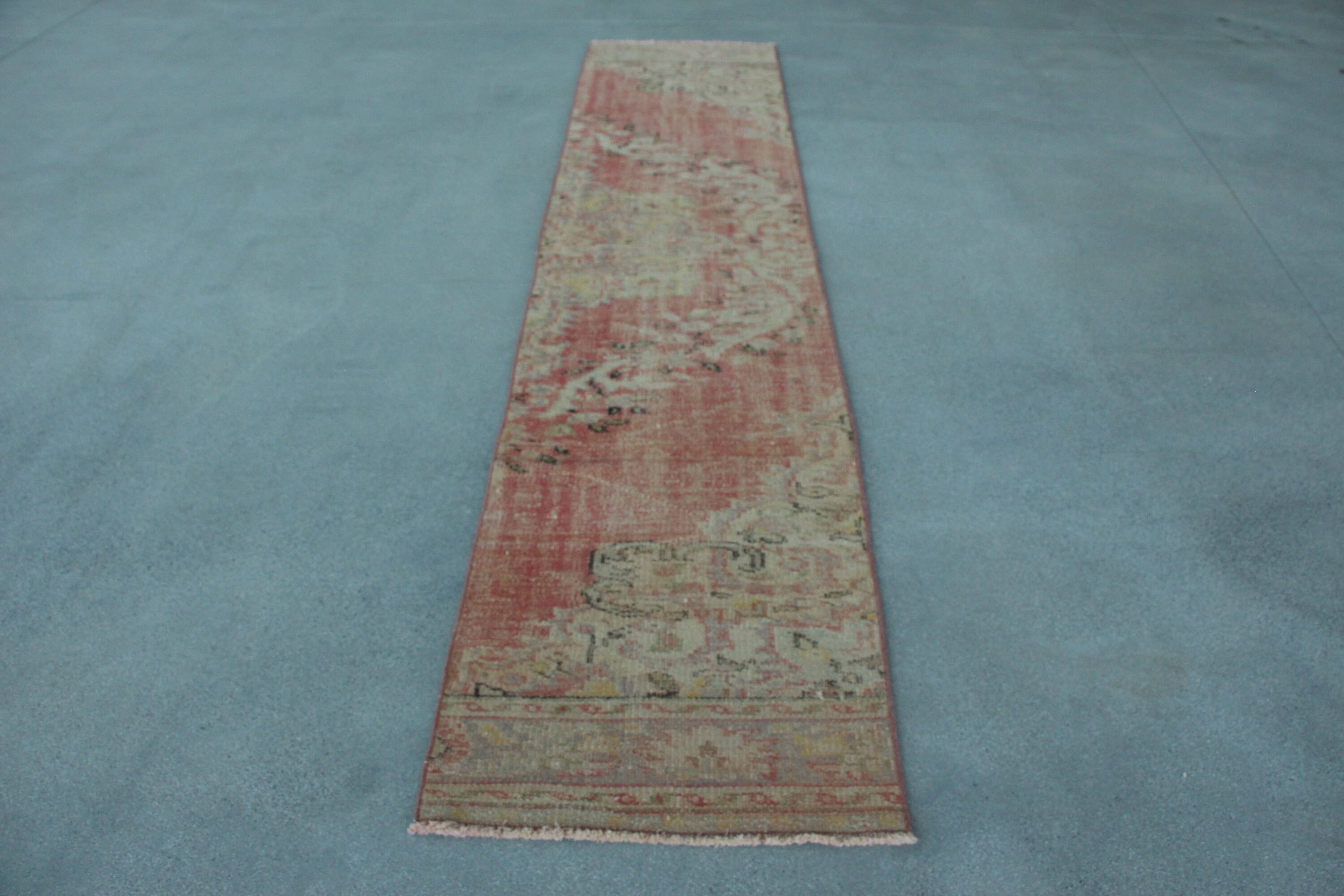 Turkish Rug, Rugs for Corridor, Vintage Rug, 2.2x10.5 ft Runner Rugs, Corridor Rug, Stair Rug, Cool Rug, Red Anatolian Rug, Bedroom Rugs
