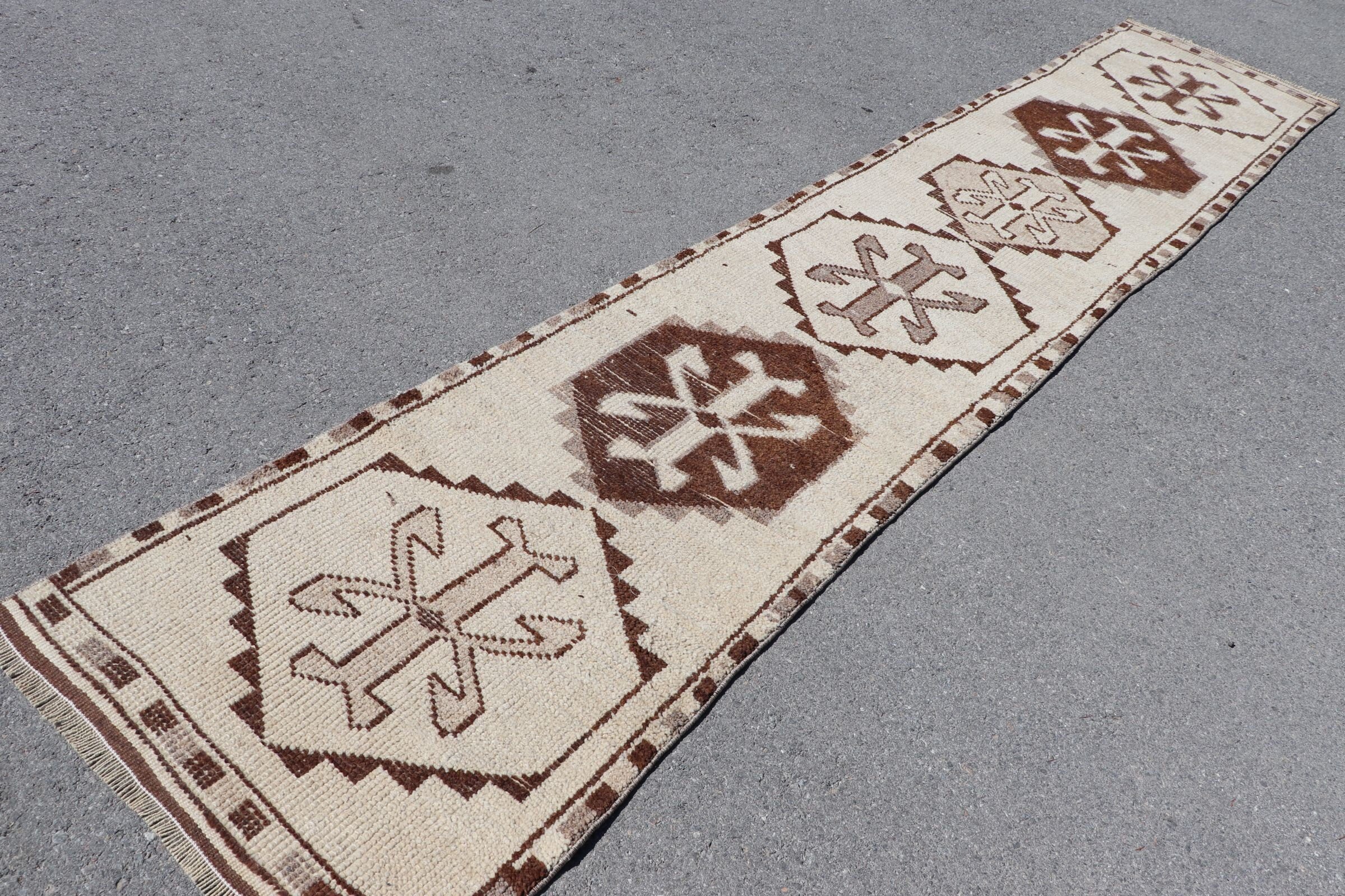 2.7x13.5 ft Runner Rug, Anatolian Rugs, Aztec Rug, Turkish Rugs, Vintage Rugs, Rugs for Corridor, Corridor Rug, Cool Rug, Beige Antique Rug