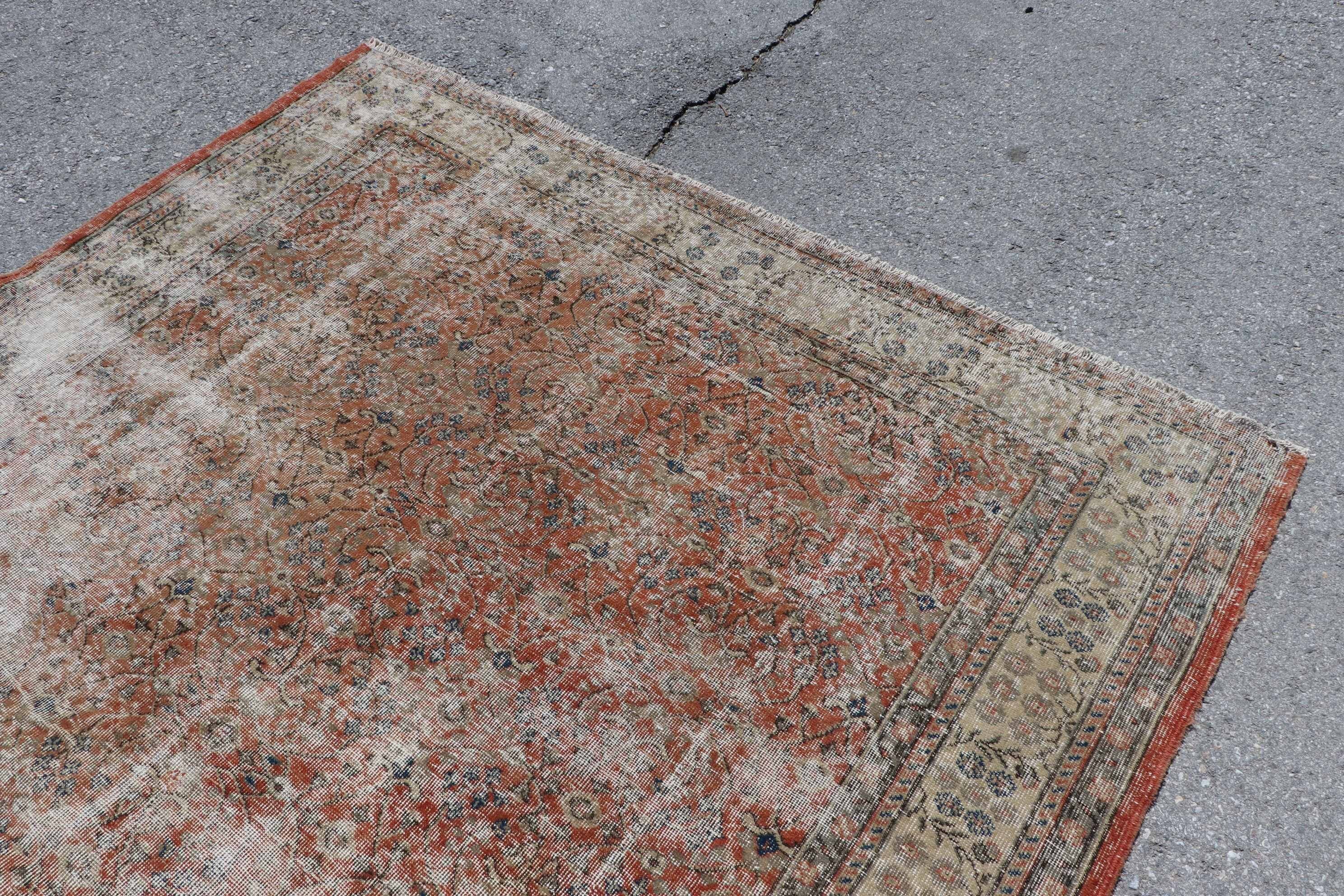 Saloon Rug, Turkish Rug, Home Decor Rug, Natural Rugs, Orange Floor Rugs, Moroccan Rugs, 7.2x10.3 ft Oversize Rugs, Vintage Rug, Salon Rugs