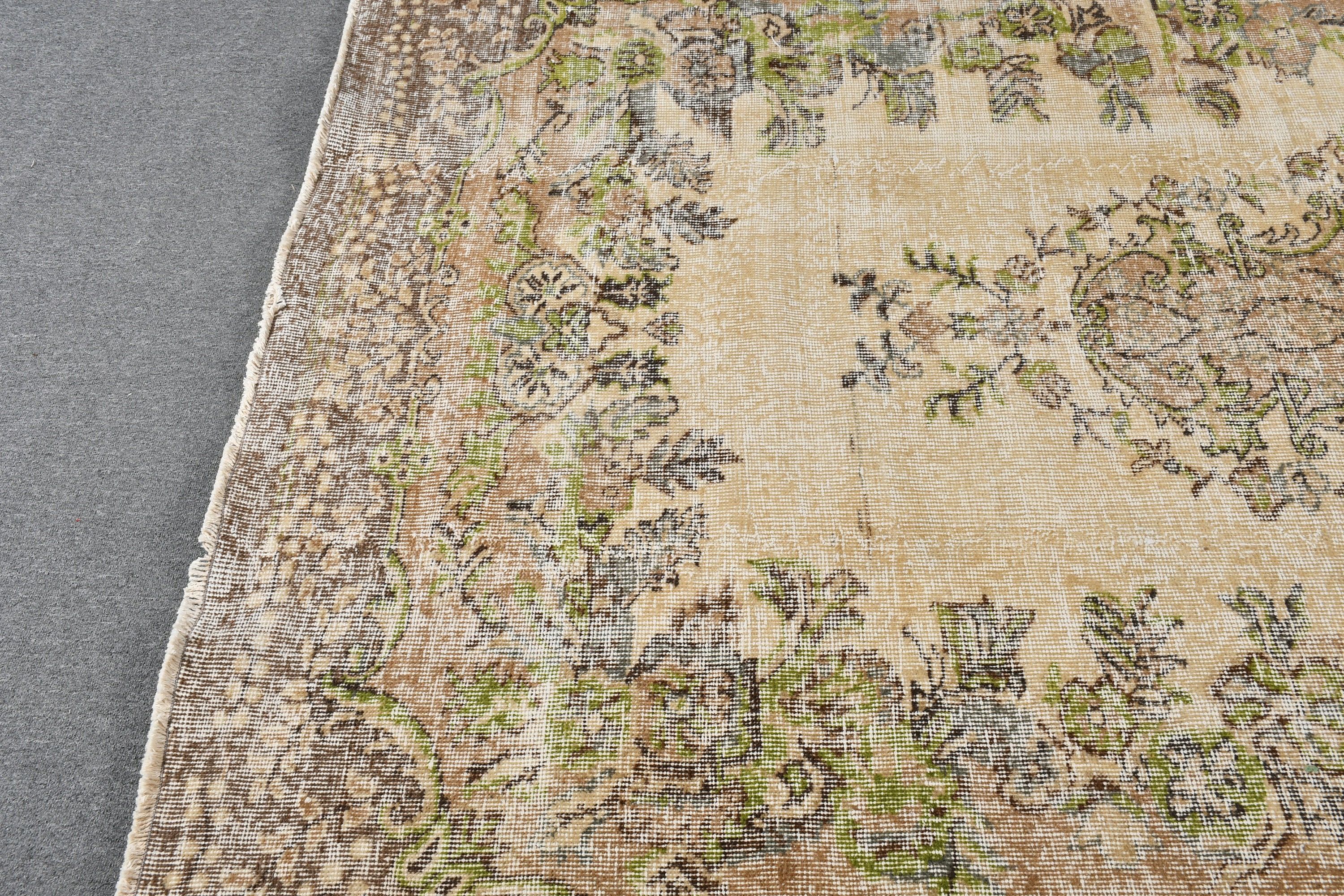 Wool Rug, Turkish Rugs, 5.8x9.4 ft Large Rug, Beige Bedroom Rugs, Antique Rugs, Dining Room Rug, Rugs for Dining Room, Vintage Rugs