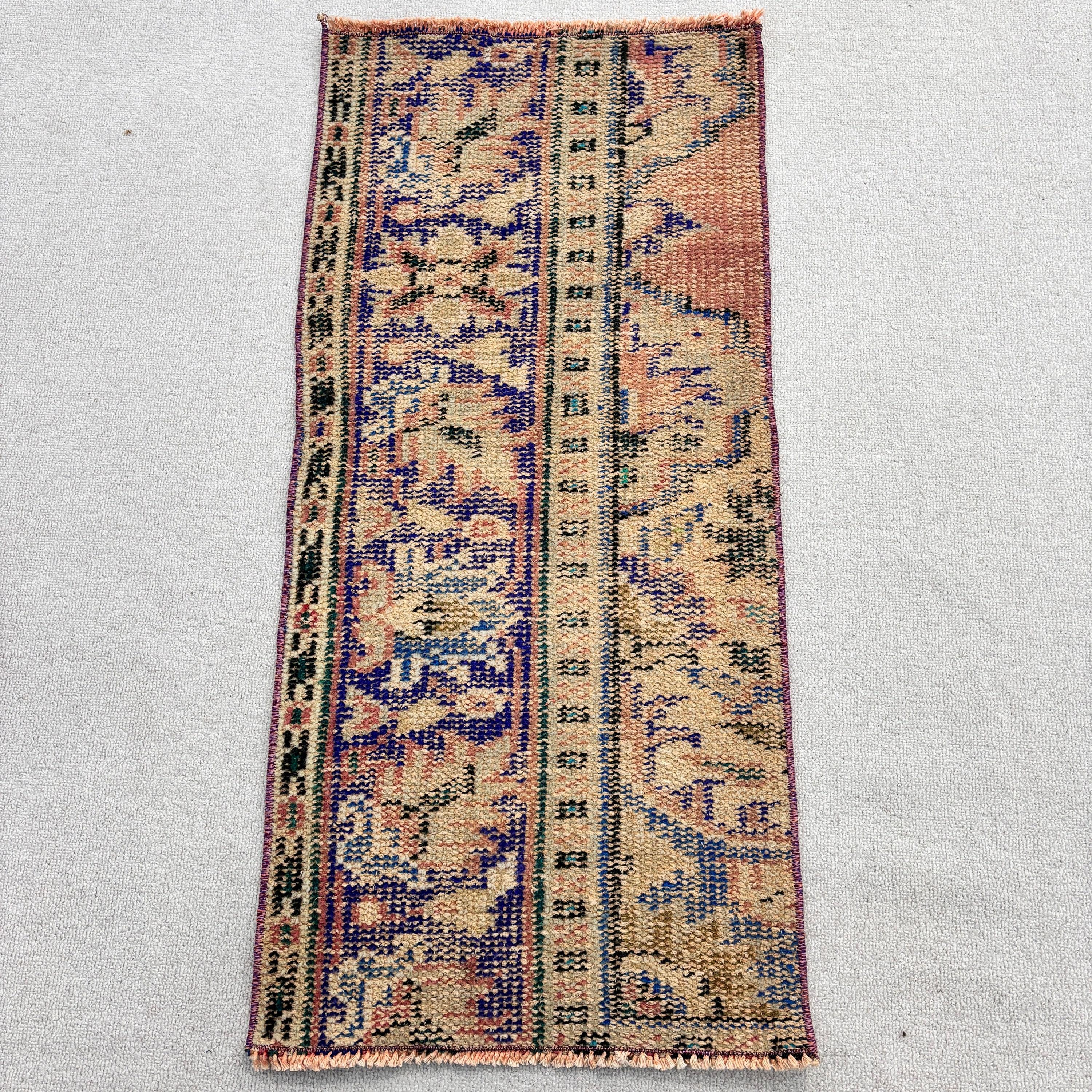 Yatak Odası Halıları, 1.4x3.1 ft Küçük Halılar, Yatak Odası Halıları, Oryantal Halı, Araba Paspas Halıları, Vintage Halı, Türk Halısı, Bej Anadolu Halıları