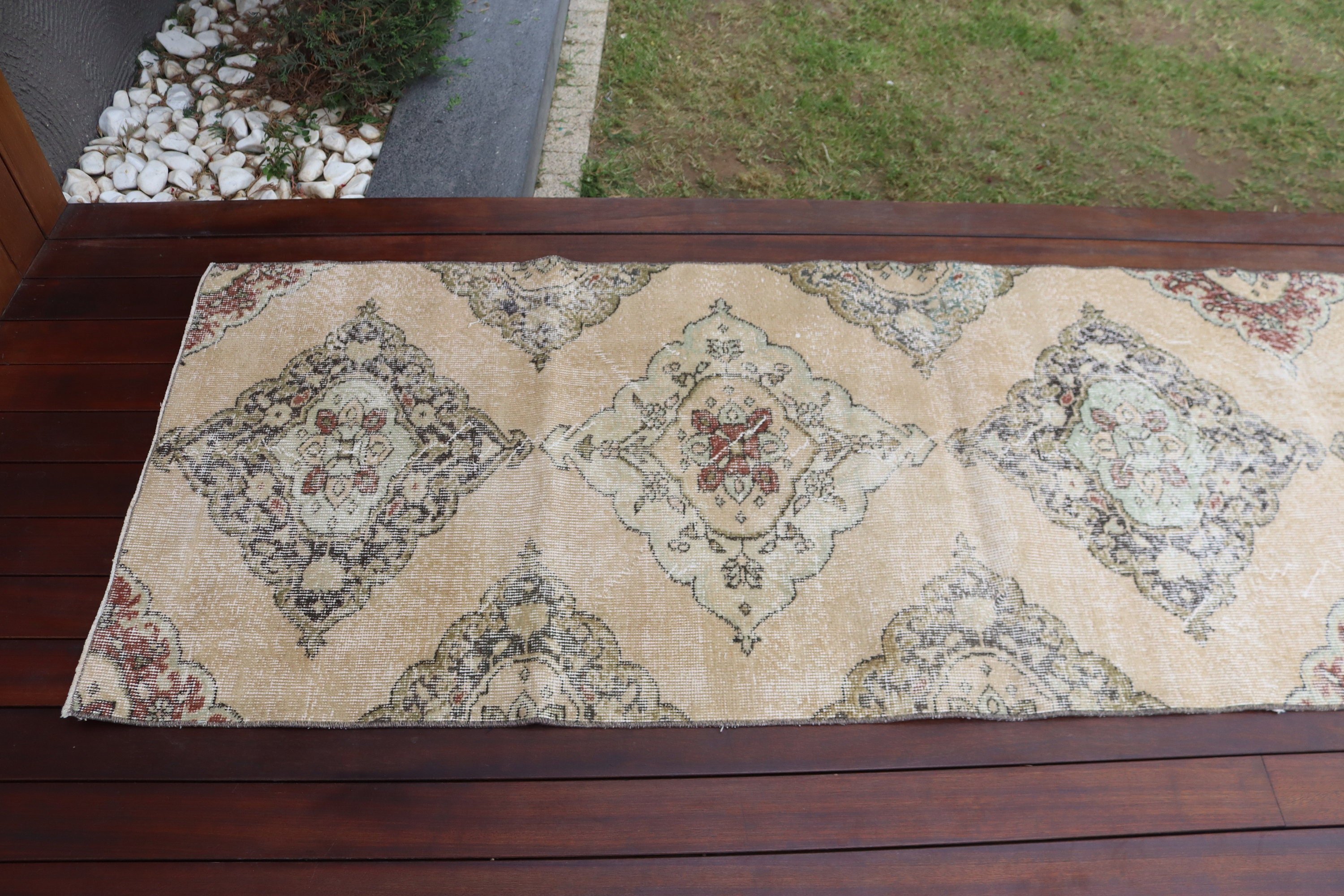 Vintage Rugs, Vintage Runner Rug, Statement Rug, Beige Statement Rugs, Turkish Rugs, Handwoven Rug, 2.7x7.7 ft Runner Rug, Decorative Rug