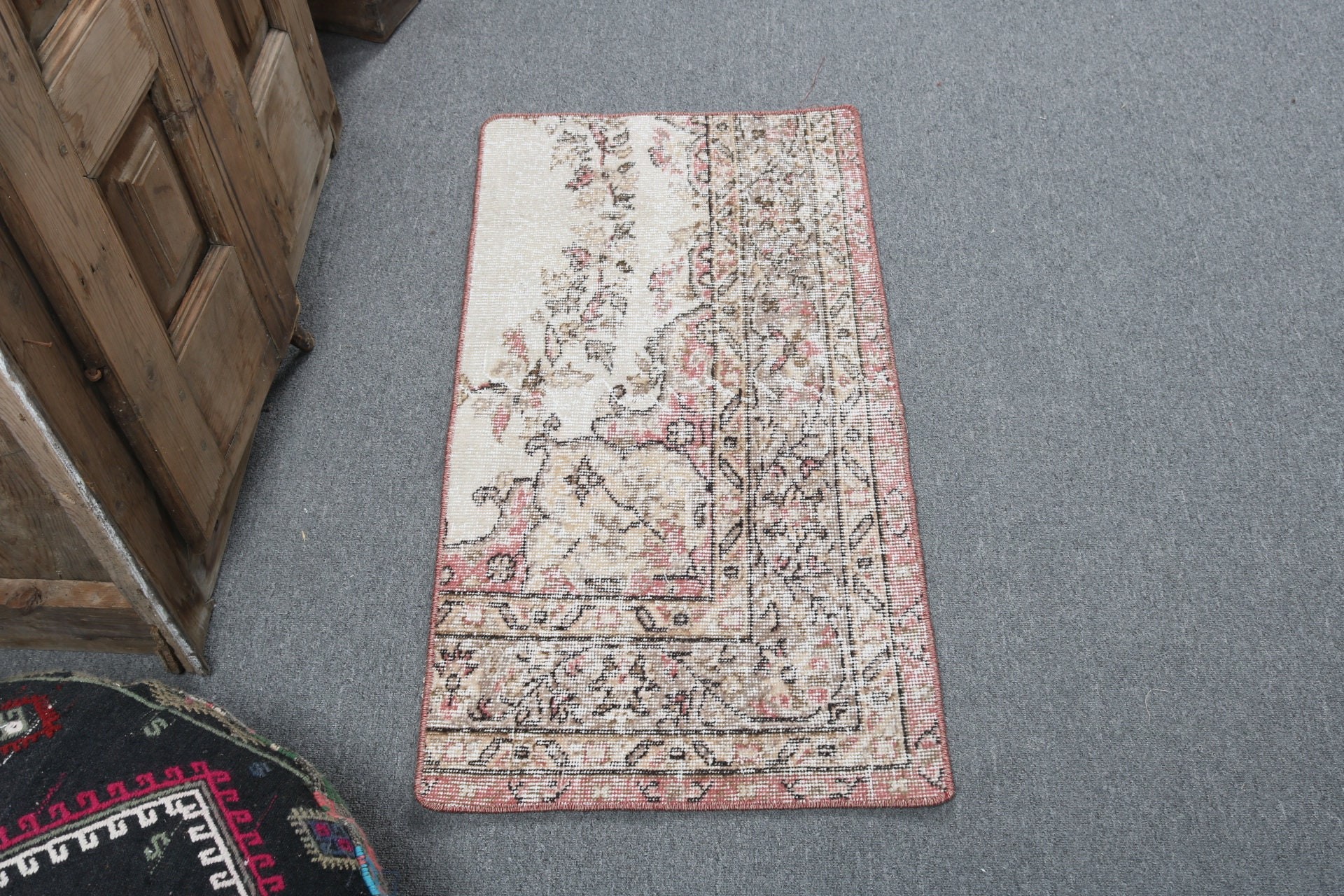 Beige Anatolian Rugs, Small Vintage Rugs, Vintage Rug, Turkish Rugs, Bathroom Rug, 1.6x3.3 ft Small Rugs, Oriental Rug, Neutral Rugs