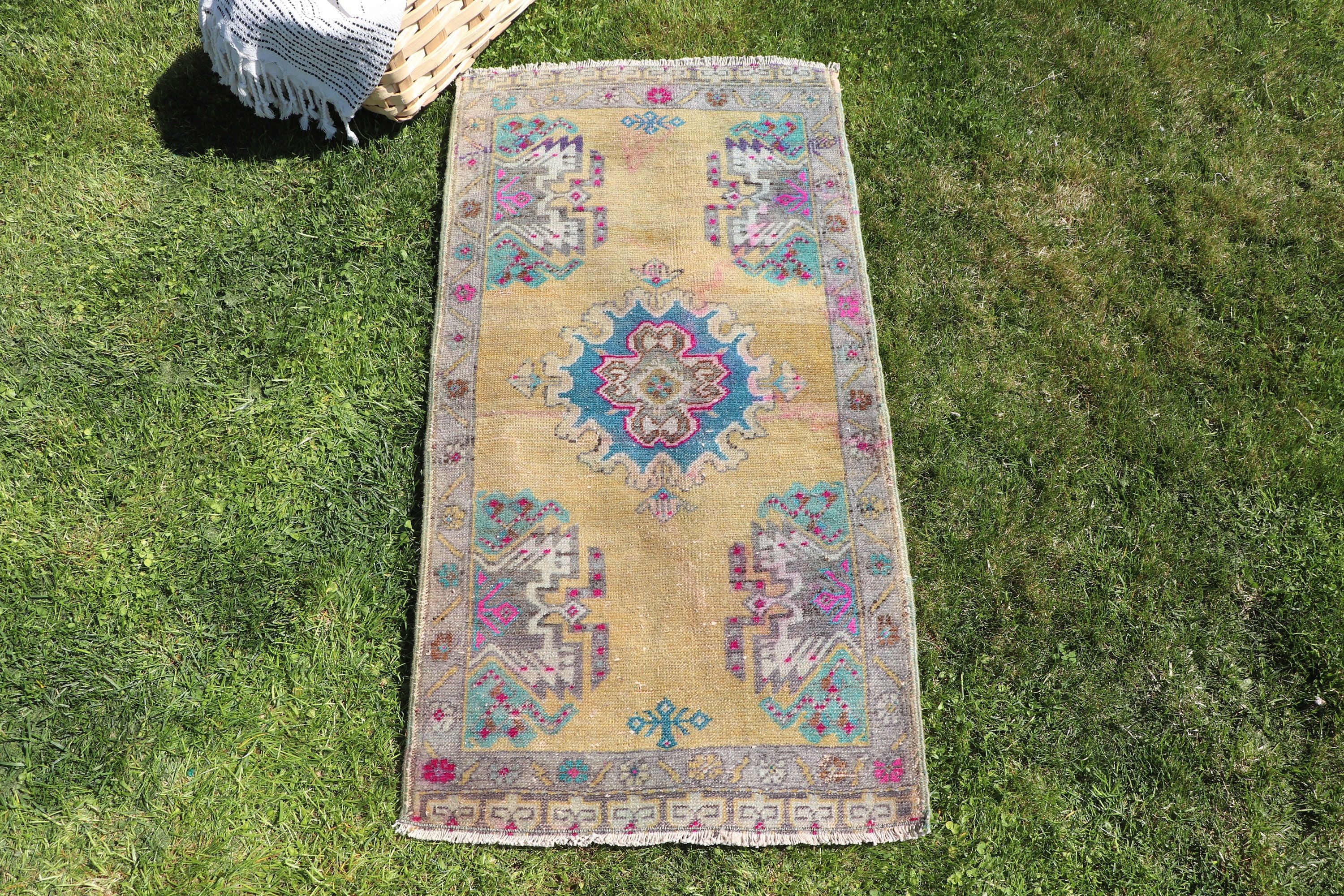 1.7x3.2 ft Küçük Halılar, Araba Paspas Halısı, Sarı Fas Halıları, Geometrik Halılar, Vintage Halı, Duvara Asılı Halı, Türk Halıları, Ev Dekor Halısı