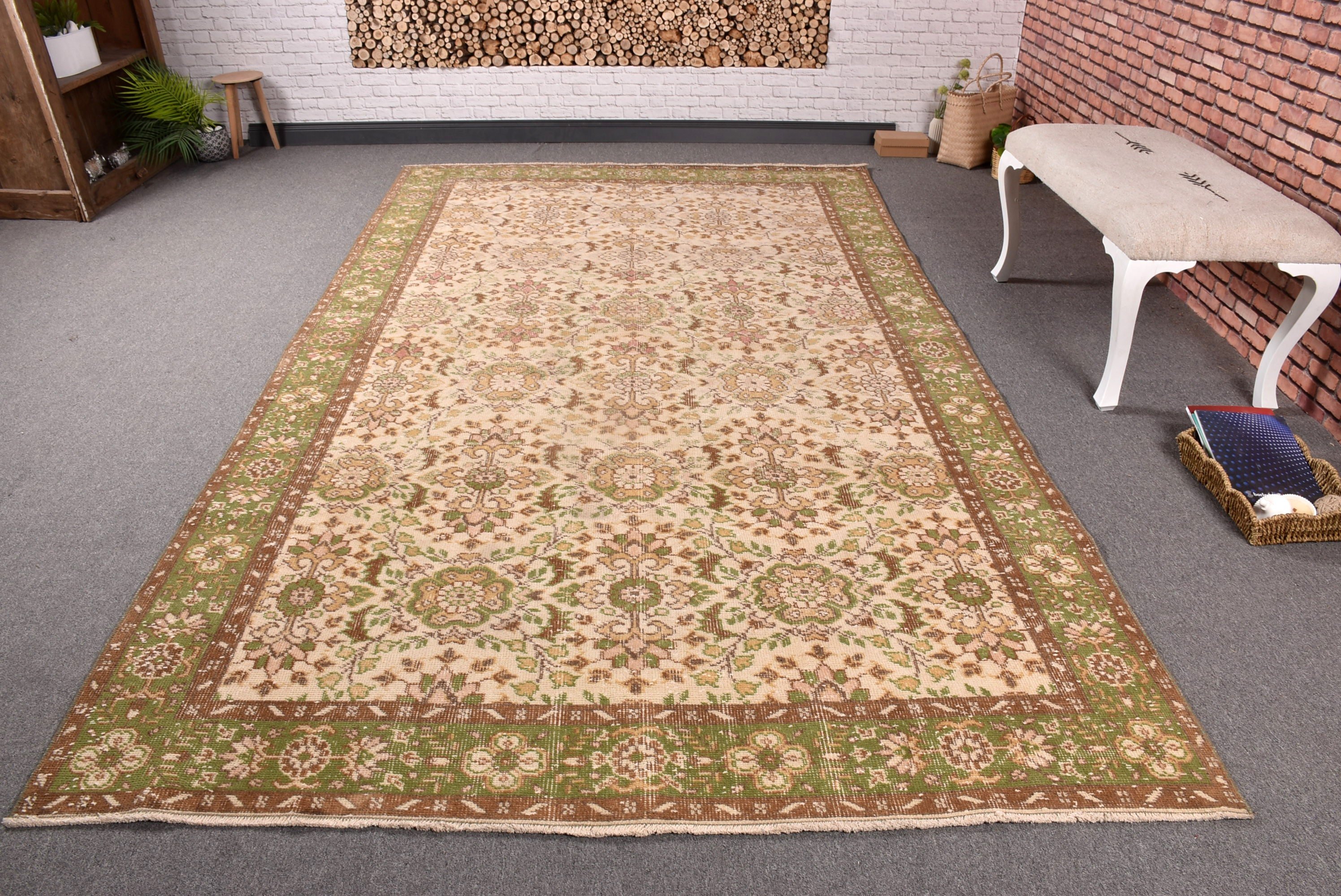 5.9x10.4 ft Large Rugs, Beige Anatolian Rug, Vintage Rugs, Statement Rugs, Salon Rug, Dining Room Rugs, Turkish Rugs, Oriental Rug