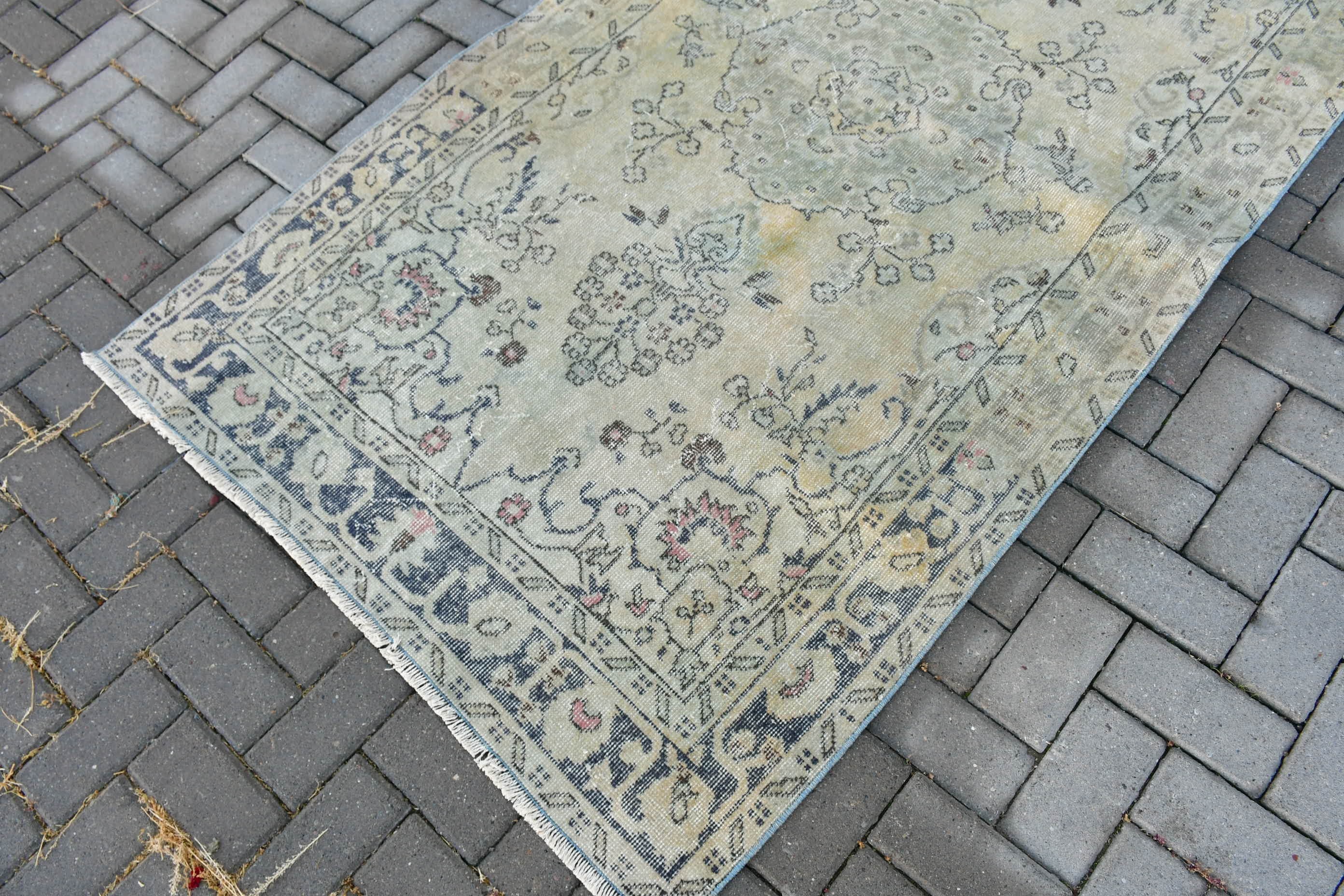 Vintage Halı, 3,9x7 ft Alan Halısı, Oturma Odası Halıları, Oryantal Halı, Pastel Halılar, Oushak Halıları, Bej Yatak Odası Halısı, İç Mekan Halısı, Türk Halısı