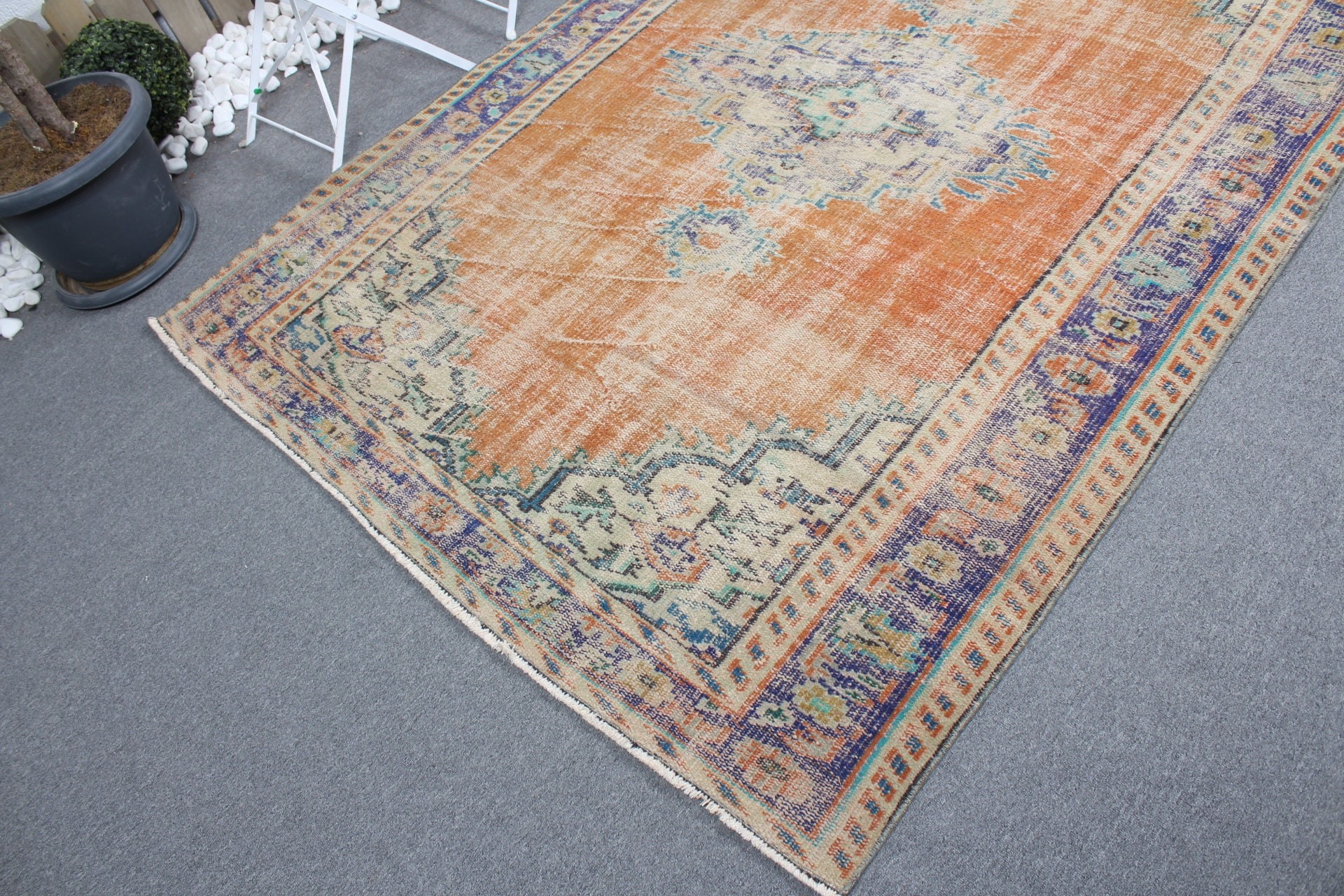 5.3x7.4 ft Area Rug, Indoor Rugs, Vintage Rugs, Turkish Rug, Rugs for Floor, Home Decor Rug, Orange Oushak Rugs, Oriental Rug, Nursery Rug