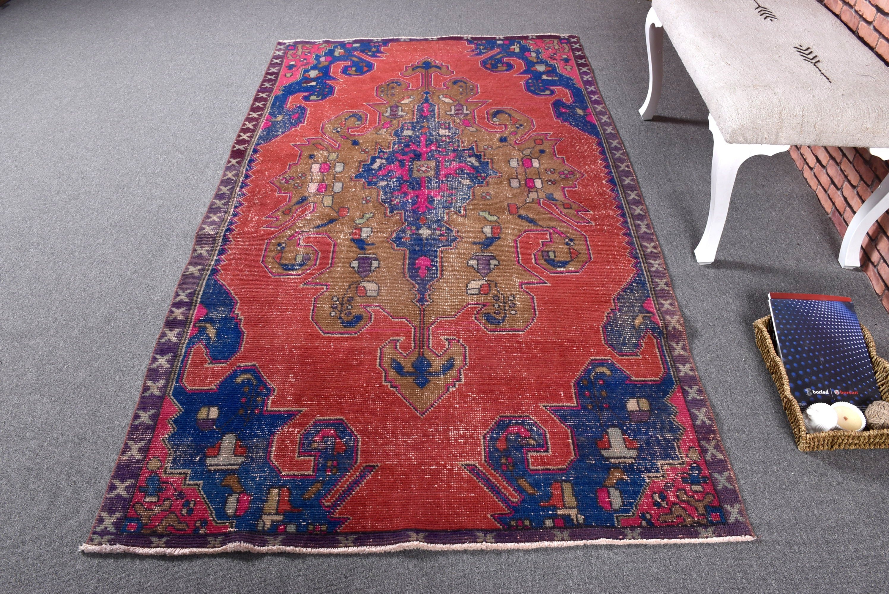 Açıklama Halısı, Fas Halıları, Vintage Halılar, Boho Alan Halıları, El Dokuma Halı, Çocuk Halısı, 4.2x7.8 ft Alan Halıları, Mavi Modern Halılar, Türk Halısı