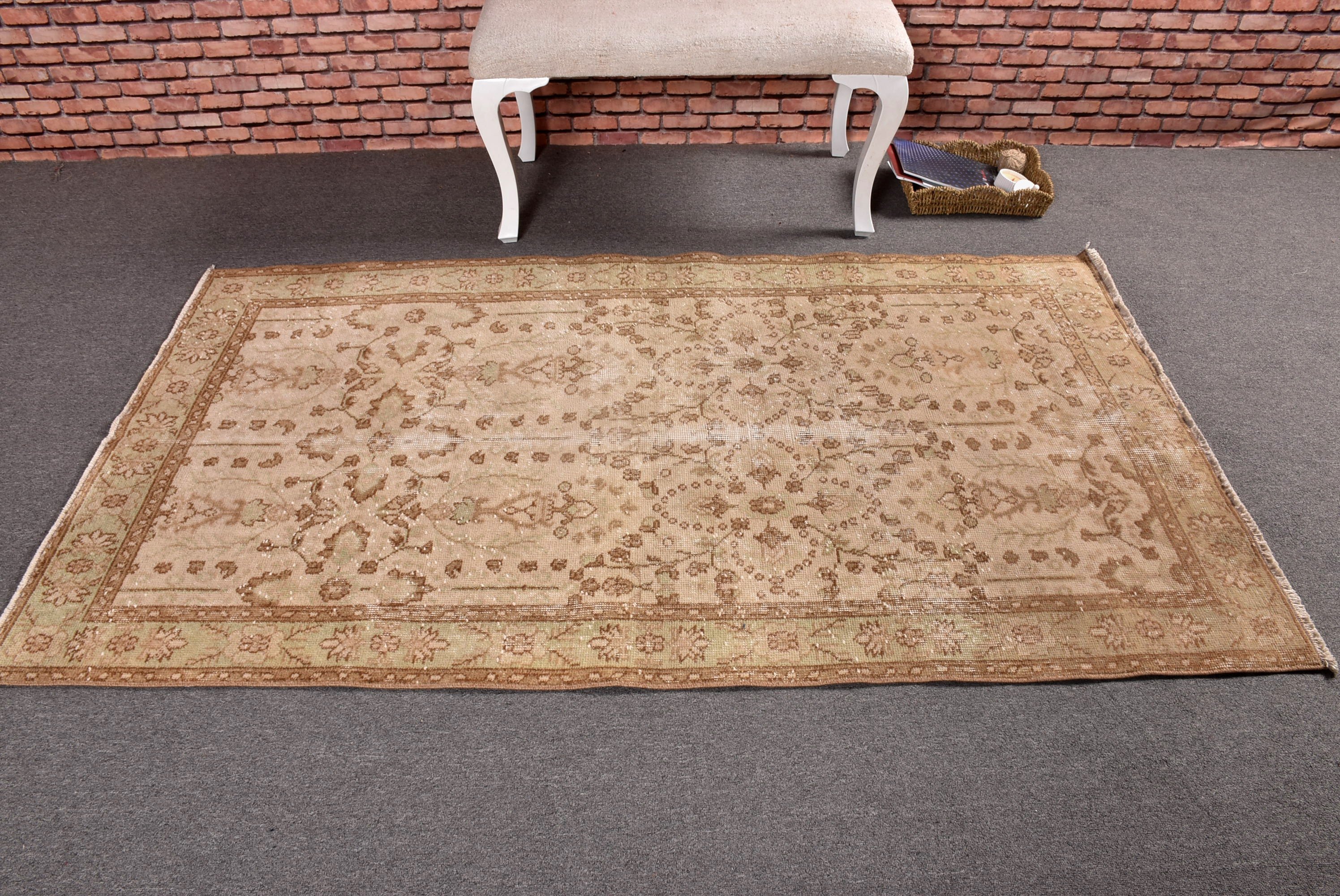 Geometric Rug, Vintage Rug, Handwoven Rug, Bedroom Rug, Living Room Rugs, Turkish Rugs, Modern Rug, 3.8x6.5 ft Area Rug, Beige Neutral Rugs