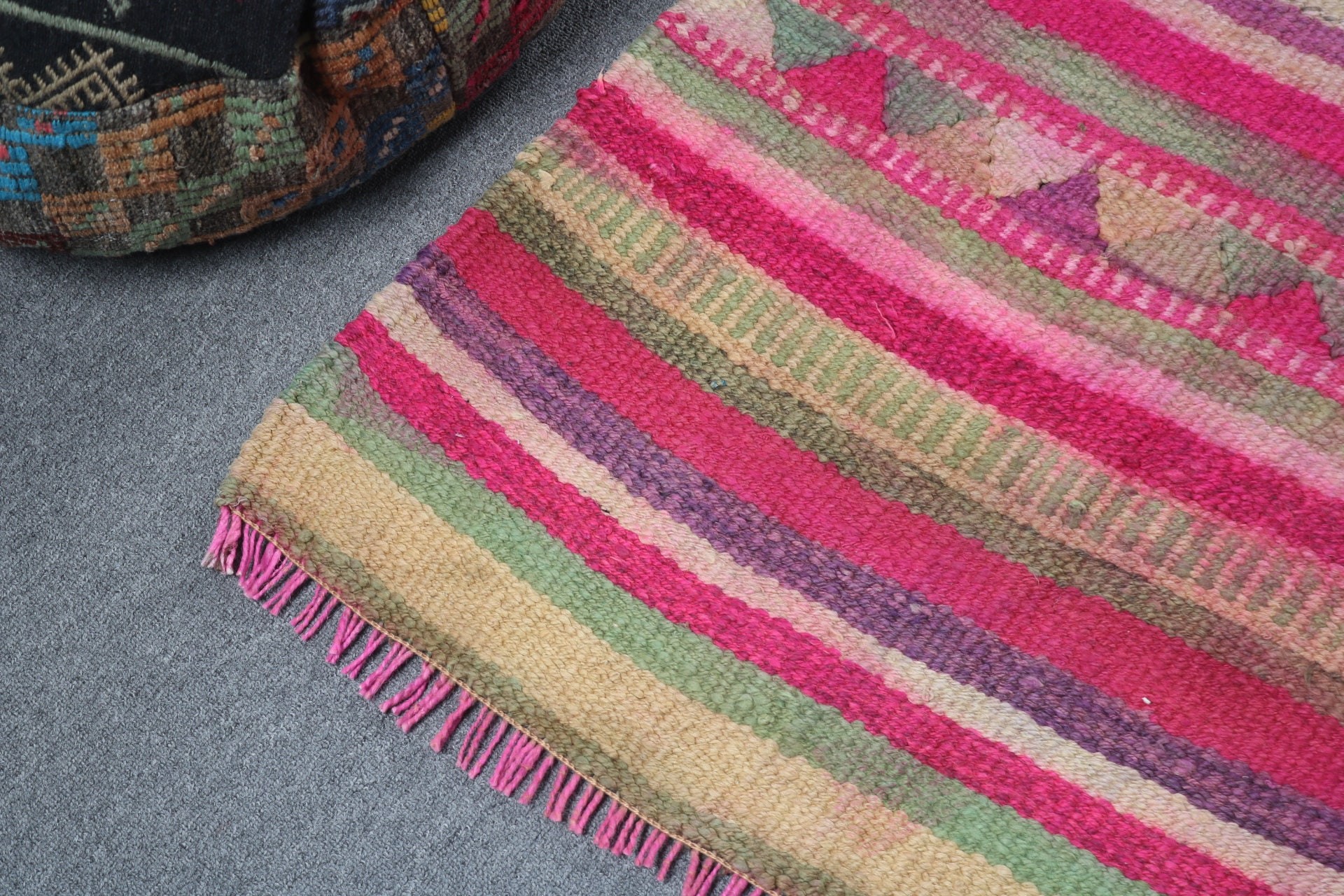 2.7x9.4 ft Runner Halı, Oushak Halıları, Uzun Yolluk Halısı, Vintage Runner Halıları, Modern Halılar, Vintage Halılar, Türk Halıları, Pembe Düz Dokuma Halı