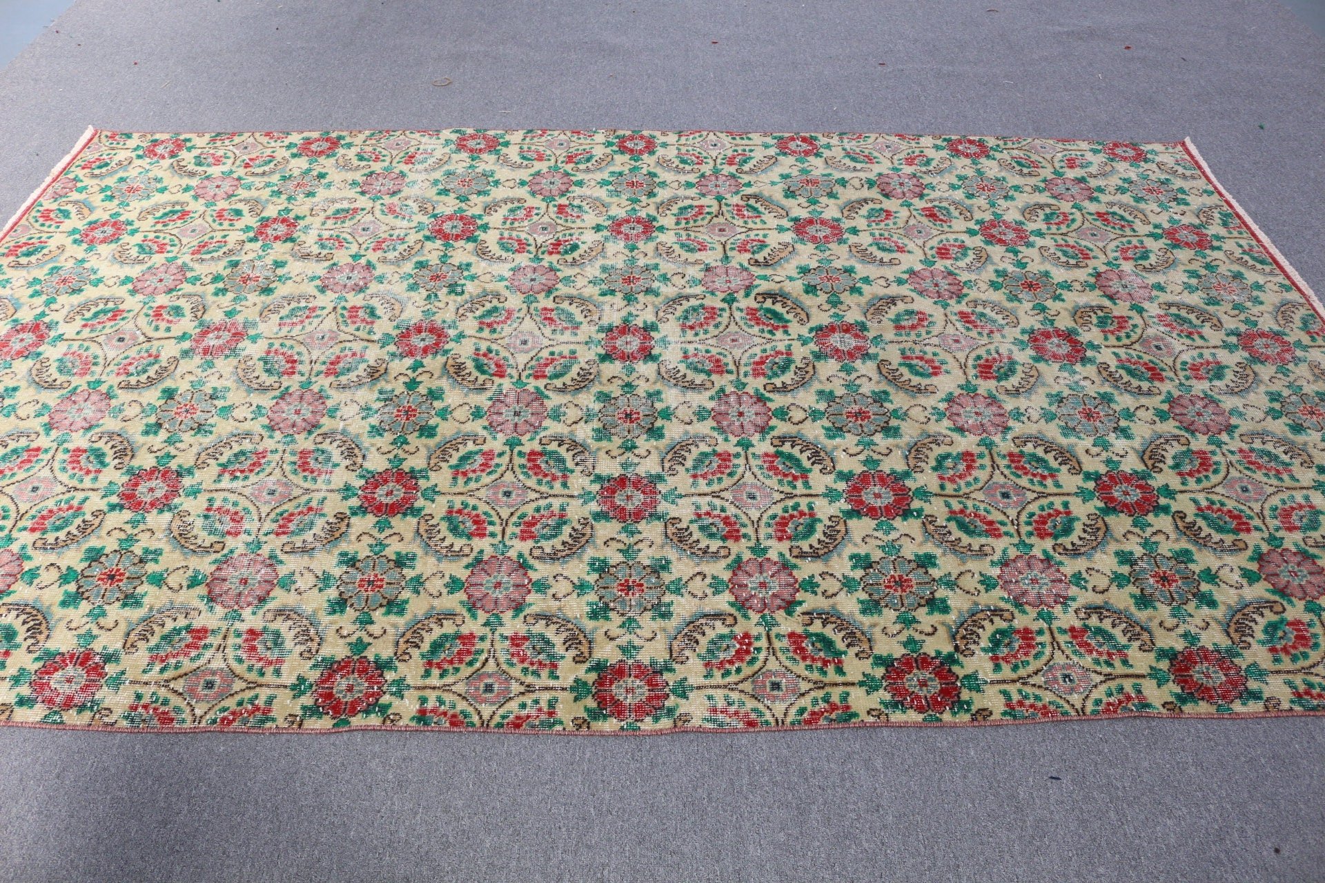 5.7x9.6 ft Large Rugs, Dining Room Rug, Wool Rug, Vintage Rug, Bedroom Rug, Turkish Rugs, Oriental Rug, Green Kitchen Rugs, Rugs for Salon