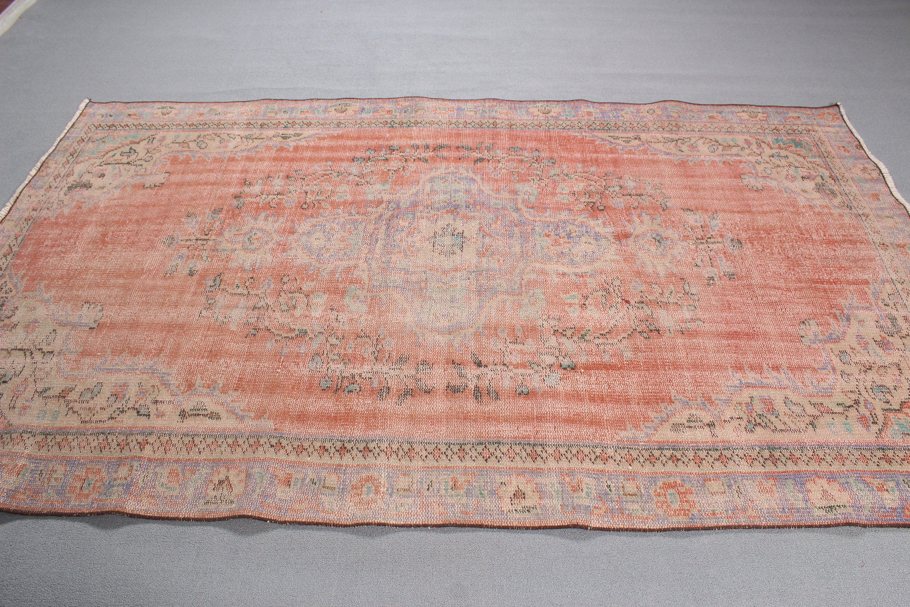 Red Boho Rugs, Large Oushak Rug, Turkish Rug, Geometric Rug, Large Vintage Rug, Vintage Rugs, Modern Rugs, 5.2x8.6 ft Large Rugs