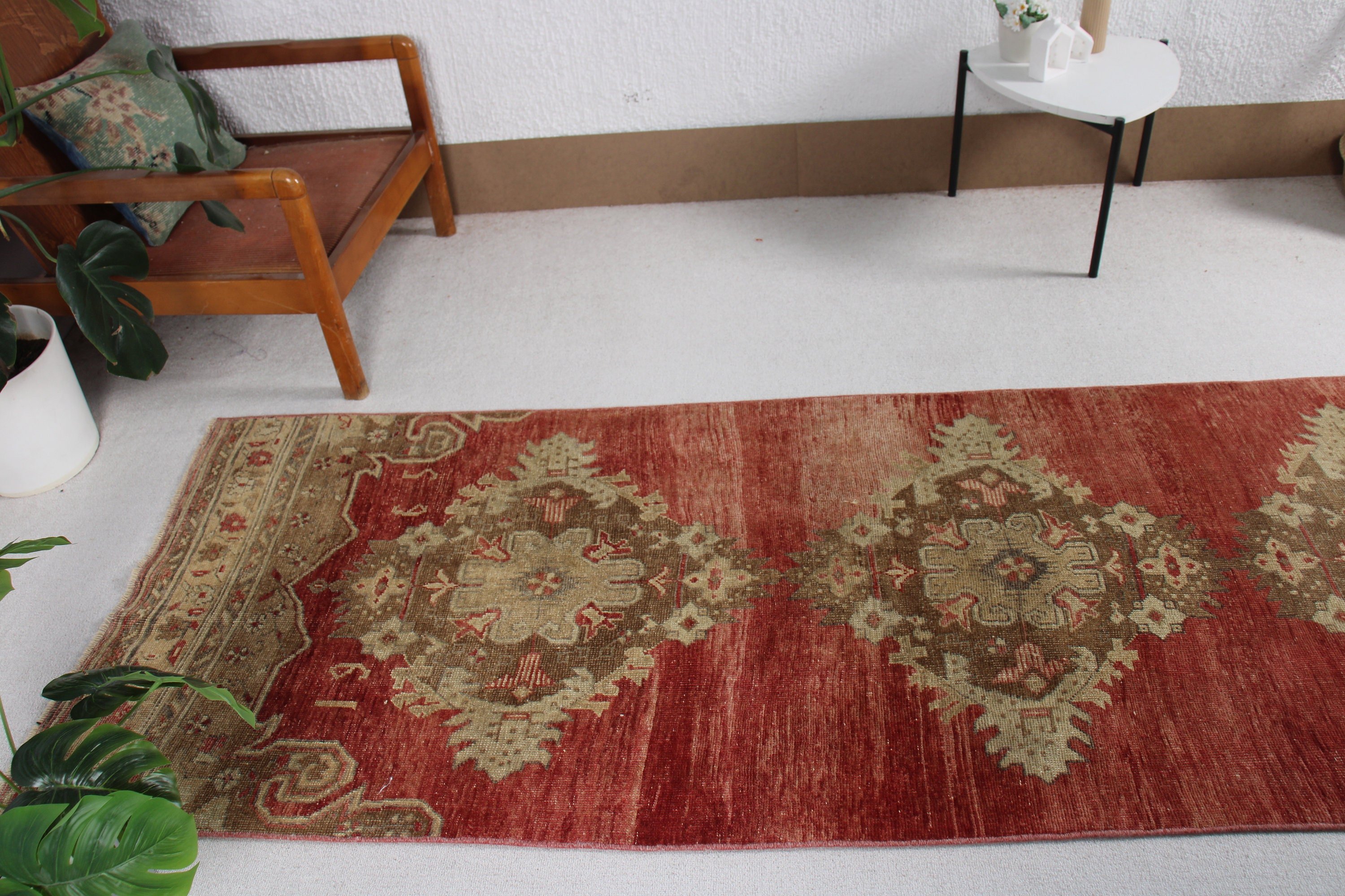 El Dokuma Halılar, Merdiven Halısı, Kırmızı Modern Halılar, 2,9x10,2 ft Yolluk Halıları, Türk Halısı, Etnik Halılar, Geometrik Halı, Vintage Halı, Koridor Halıları