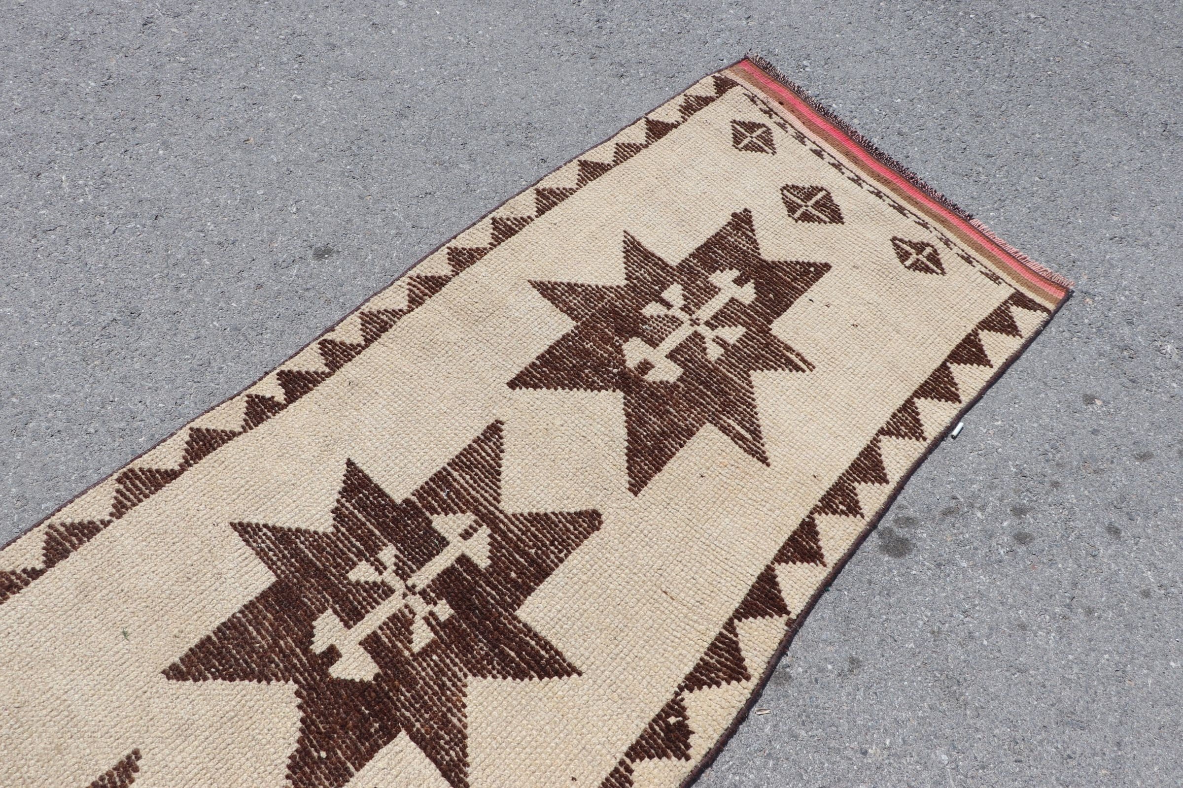 Beige Oushak Rug, Kitchen Rug, Turkish Rugs, Rugs for Kitchen, Bedroom Rug, Vintage Rug, 3x11.6 ft Runner Rug, Floor Rugs, Tribal Rug