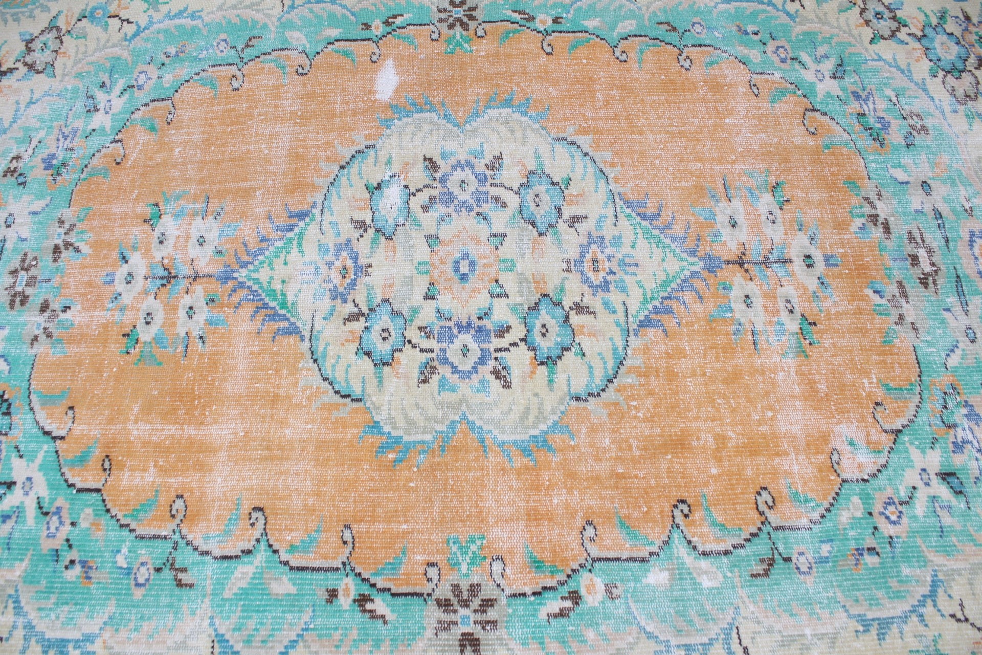 Turuncu Yatak Odası Halıları, Mutfak Halıları, Parlak Halılar, Mutfak Halısı, Çocuk Halıları, 5.1x7.8 ft Alan Halıları, Vintage Halı, Yün Halı, Türk Halısı