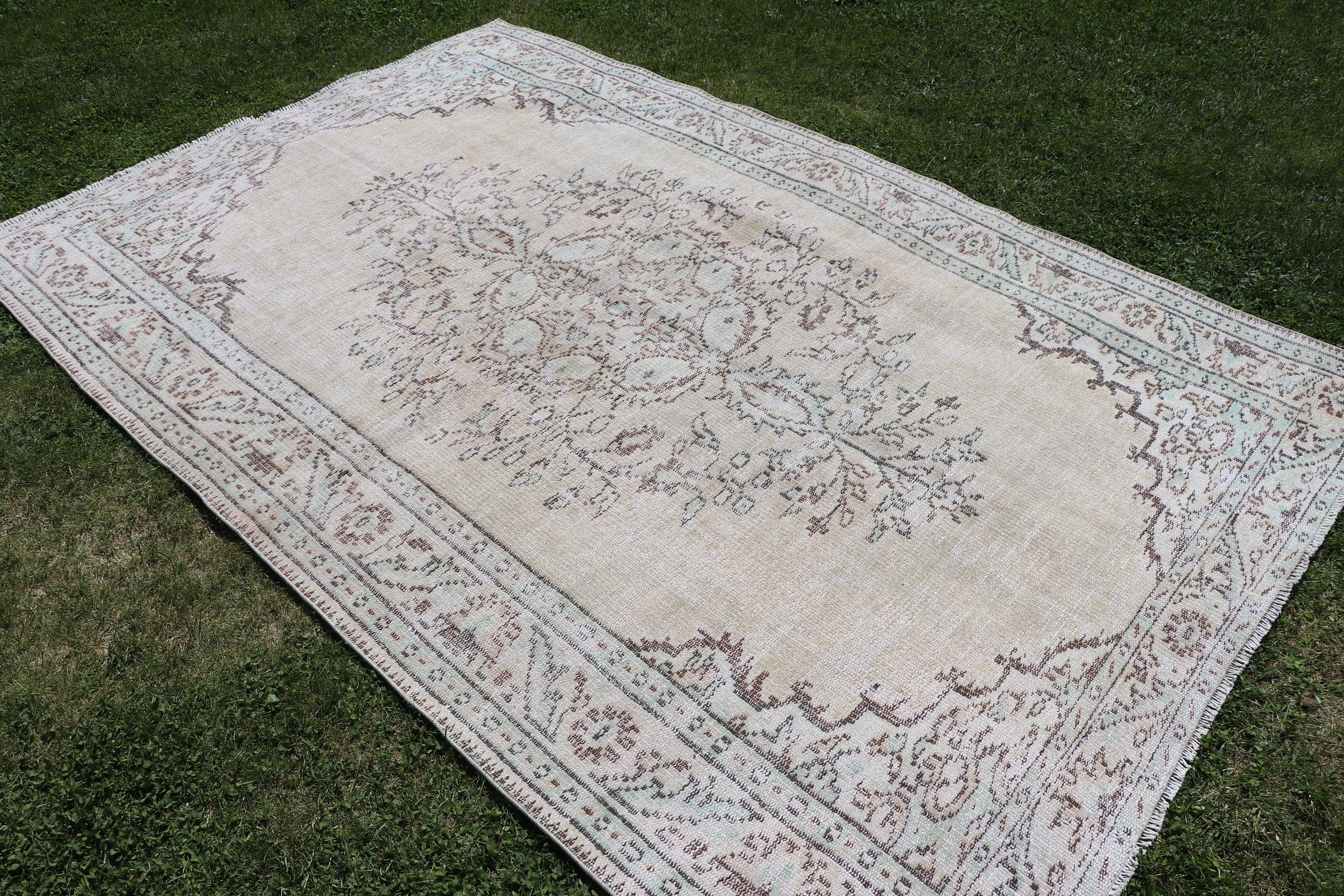 Büyük Boho Halı, Modern Halı, 5.6x8.2 ft Büyük Halı, Vintage Halı, Türk Halısı, Yeşil Modern Halı, Yemek Odası Halıları, Havalı Halılar, Kabile Halısı