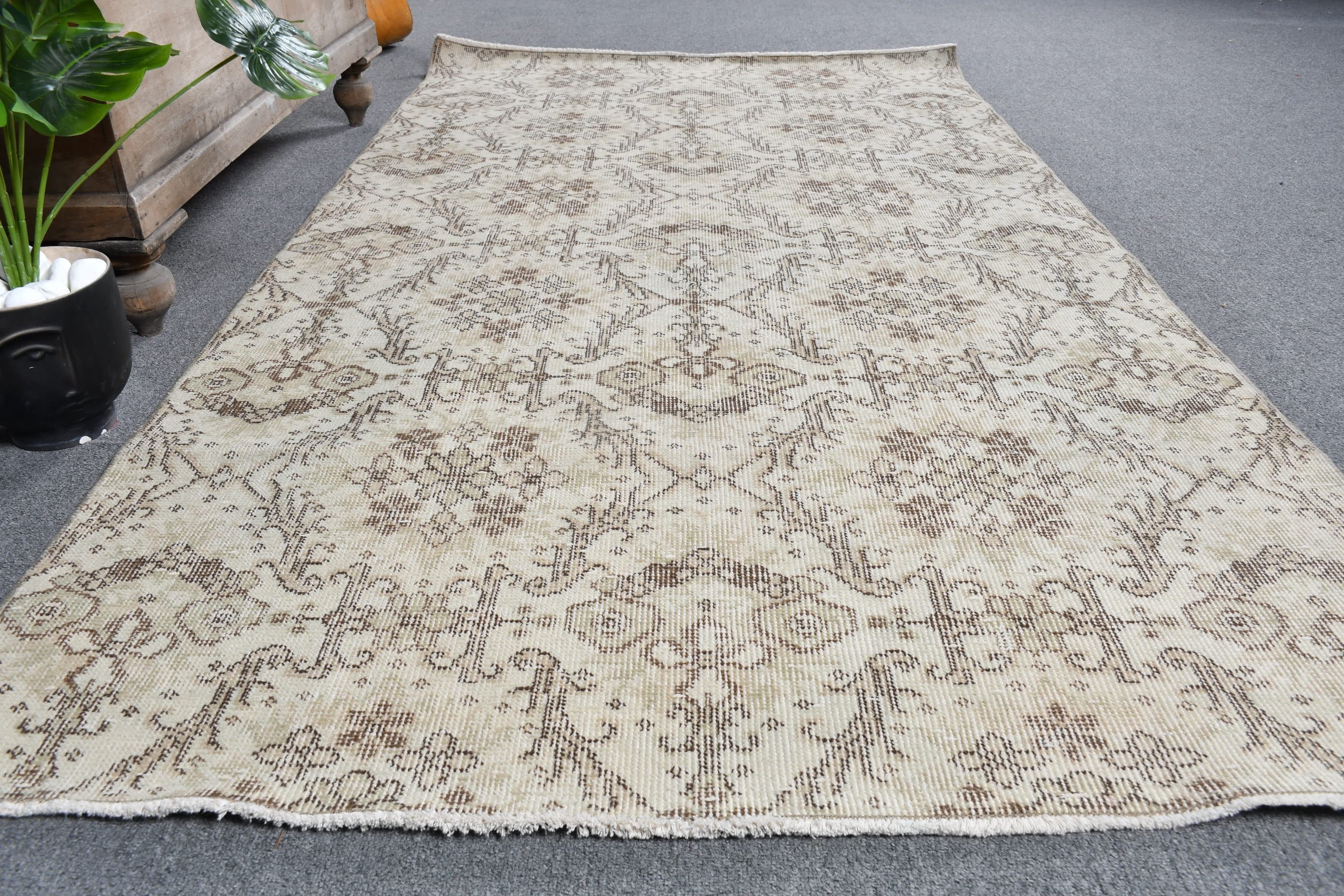 Moroccan Rugs, Rugs for Floor, Turkish Rug, Beige Cool Rug, Kitchen Rug, Vintage Rugs, 3.9x7.1 ft Area Rug, Dining Room Rug, Floor Rug