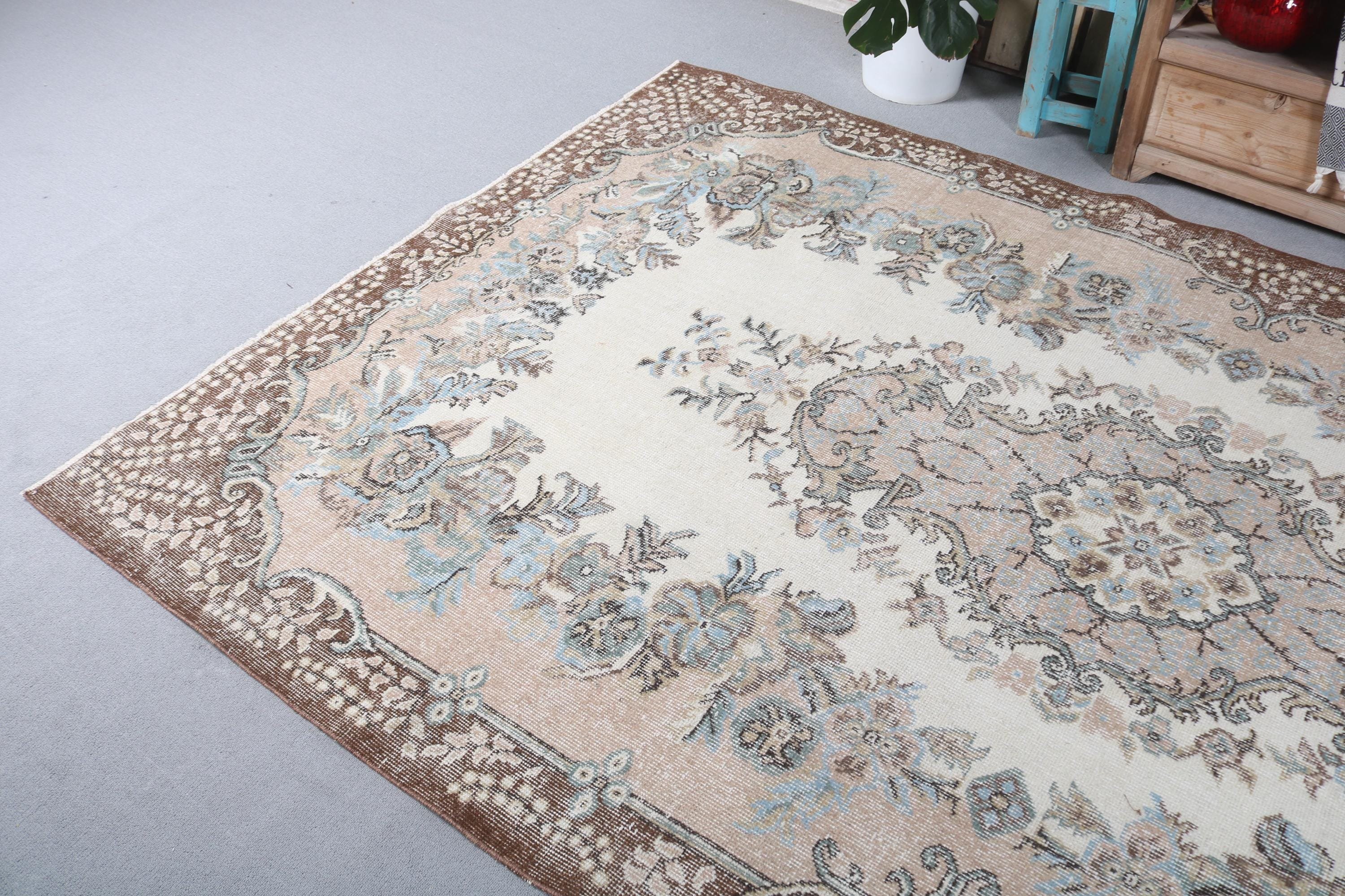 Living Room Rugs, Vintage Rug, 5.8x9.7 ft Large Rugs, Dining Room Rug, Turkish Rugs, Anatolian Rugs, Floor Rug, Boho Rugs, Beige Luxury Rug