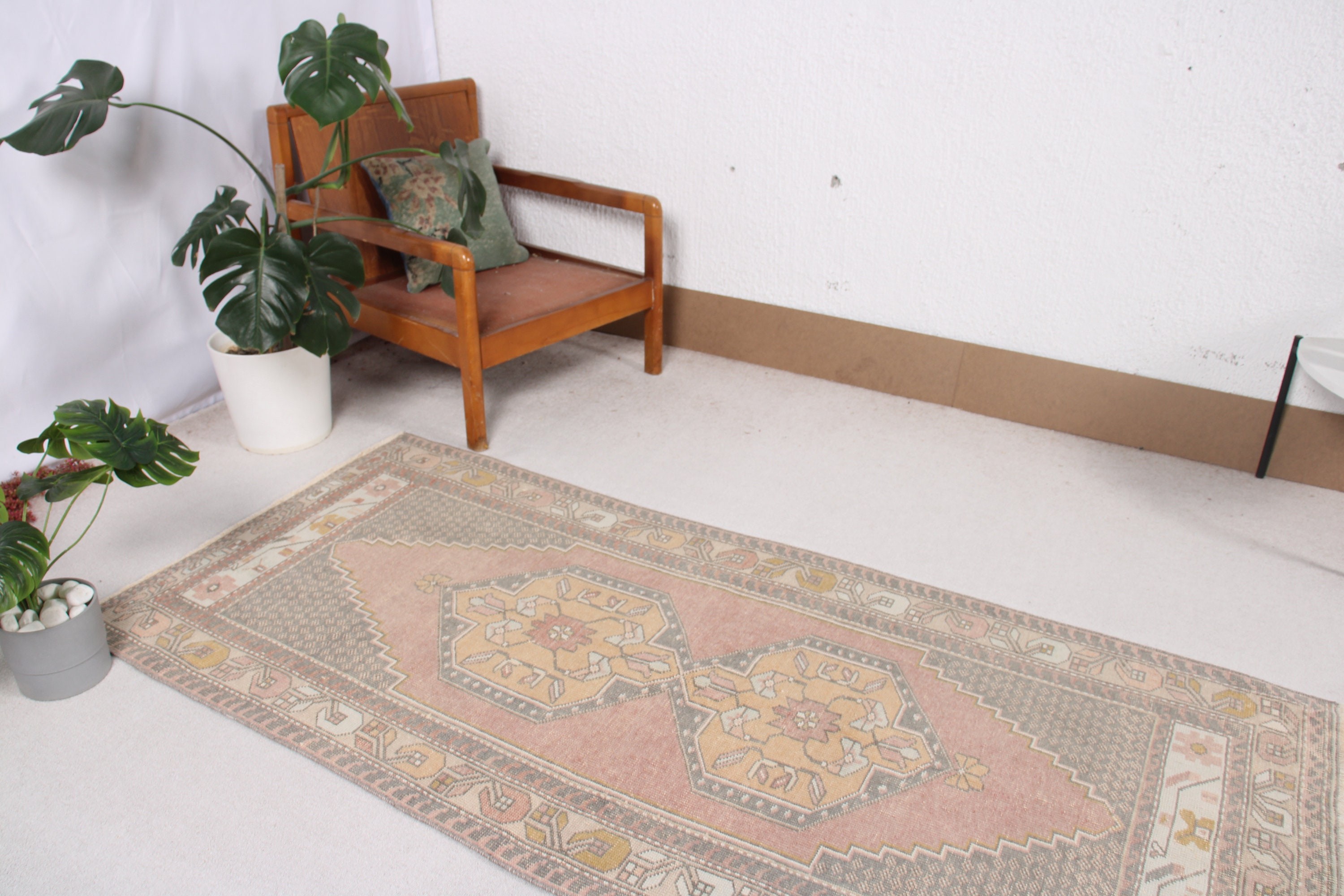 Türk Halıları, Aztek Halıları, 3,1x6,8 ft Aksan Halıları, Yün Halıları, Vintage Halı, Mavi Modern Halı, Giriş Halıları, Yatak Odası Halısı, Boho Halıları