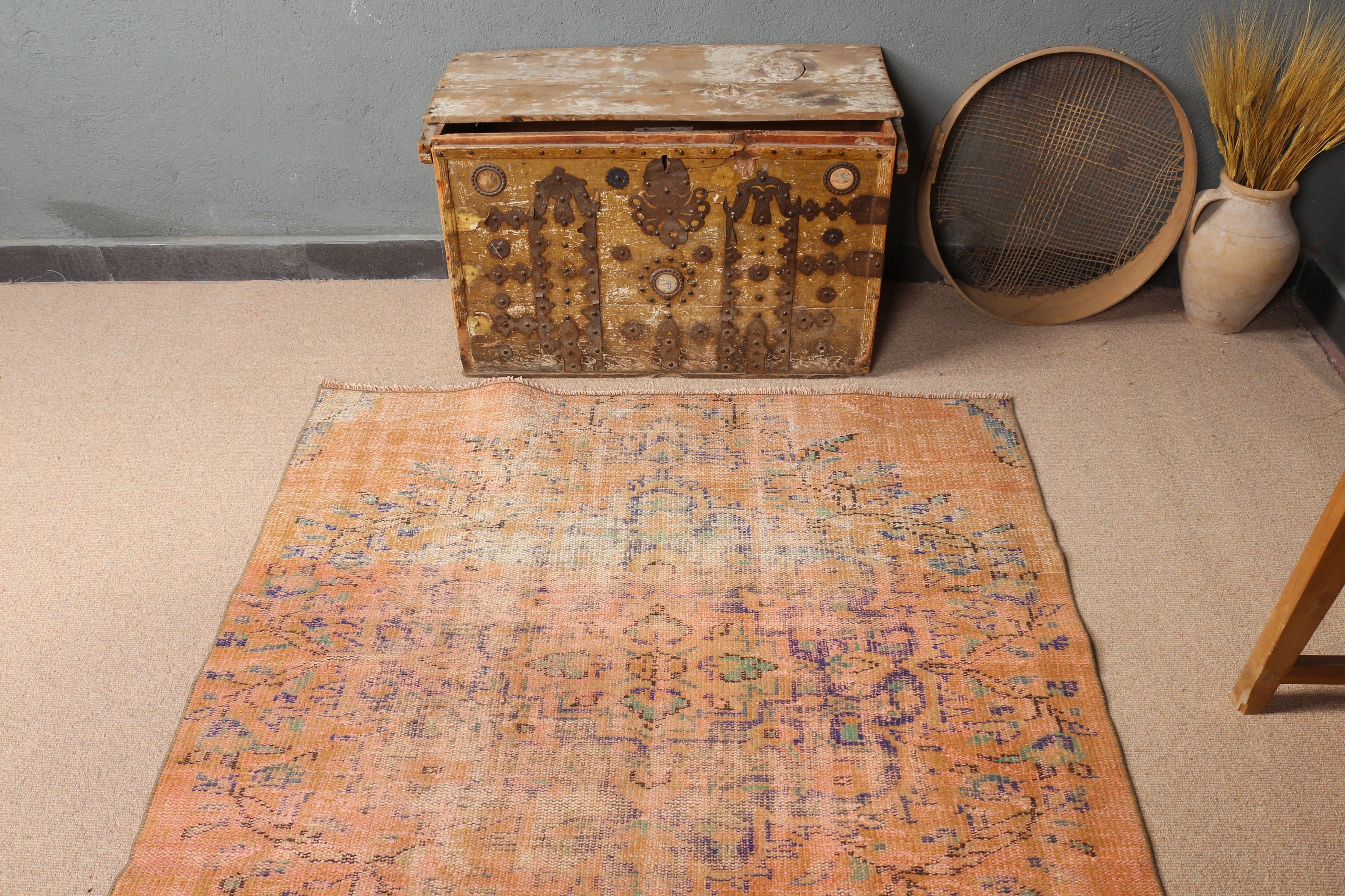 Dining Room Rug, Rugs for Bedroom, Bedroom Rug, Vintage Rug, Anatolian Rugs, Brown Floor Rugs, 4.4x6.6 ft Area Rugs, Turkish Rug, Muted Rug