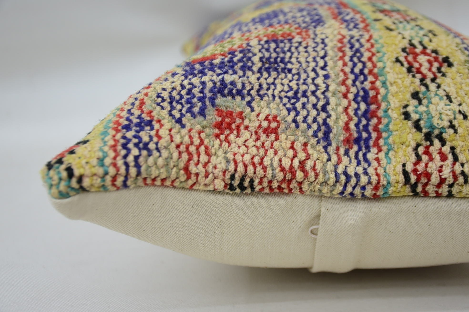 Vintage Kilim Pillow, Bright Pillow Sham, 12"x24" Yellow Pillow Sham, Kilim Cushion Sham, Vintage Kilim Throw Pillow, Bench Cushion Cover