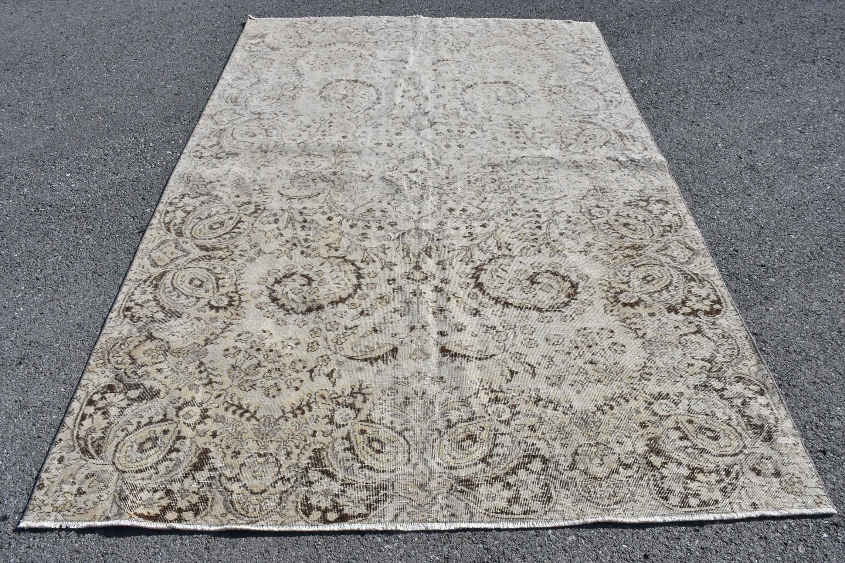 Living Room Rug, Oushak Rugs, Antique Rug, Beige  6.5x9.6 ft Large Rugs, Ethnic Rugs, Salon Rugs, Turkish Rug, Vintage Rug