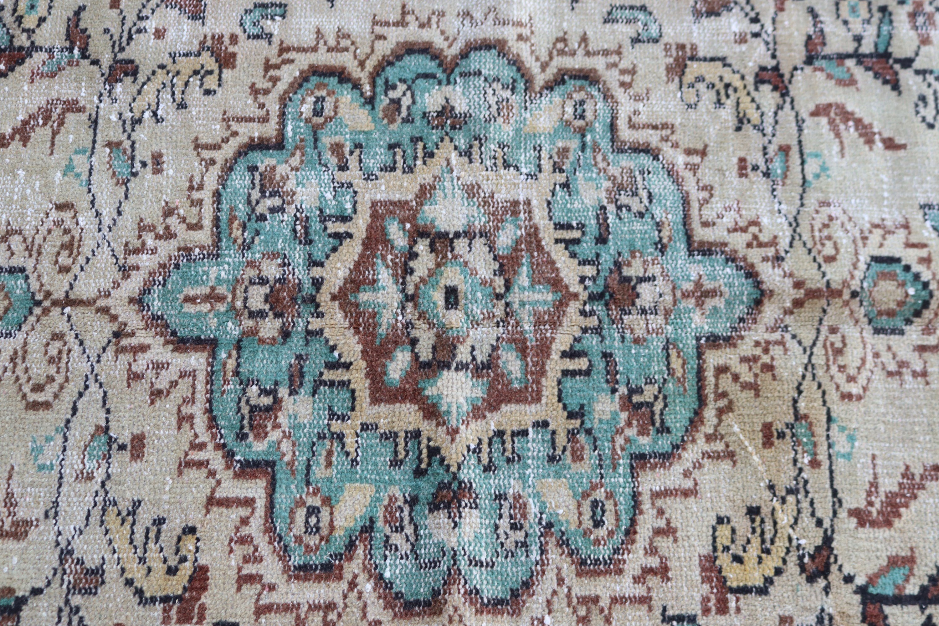 5.1x7.8 ft Area Rug, Vintage Rugs, Oushak Rug, Green Floor Rug, Turkish Rug, Rugs for Bedroom, Neutral Rugs, Nursery Rug, Vintage Area Rug